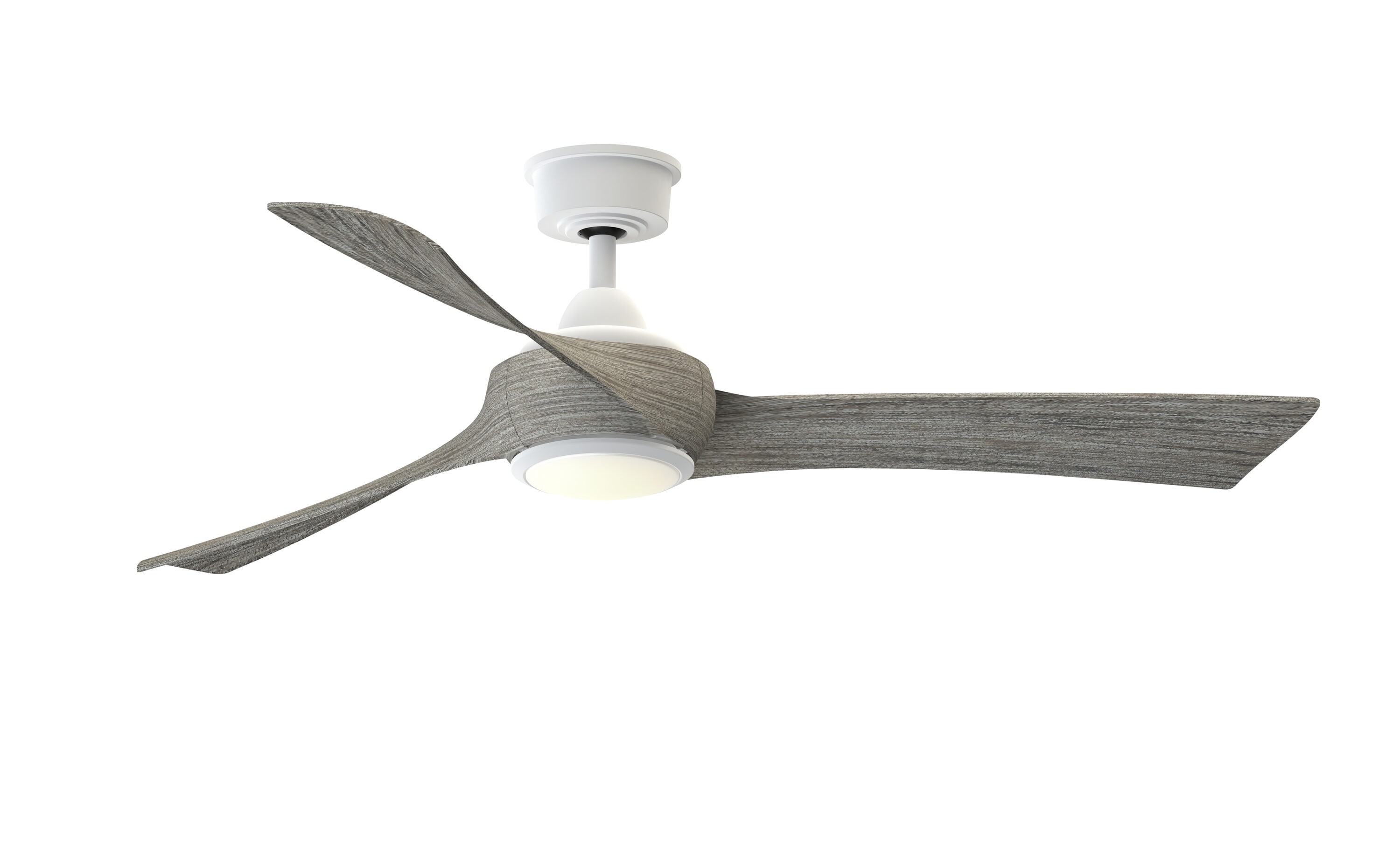 Fanimation Spitfire 96-in Galvanized with Dark Walnut Blades Color-changing Integrated LED Indoor/Outdoor Smart Propeller Ceiling Fan with Light and Remote (3-Blade) FPD6721BGZ-96DWA-LK Sansujyuku sansujyuku.com