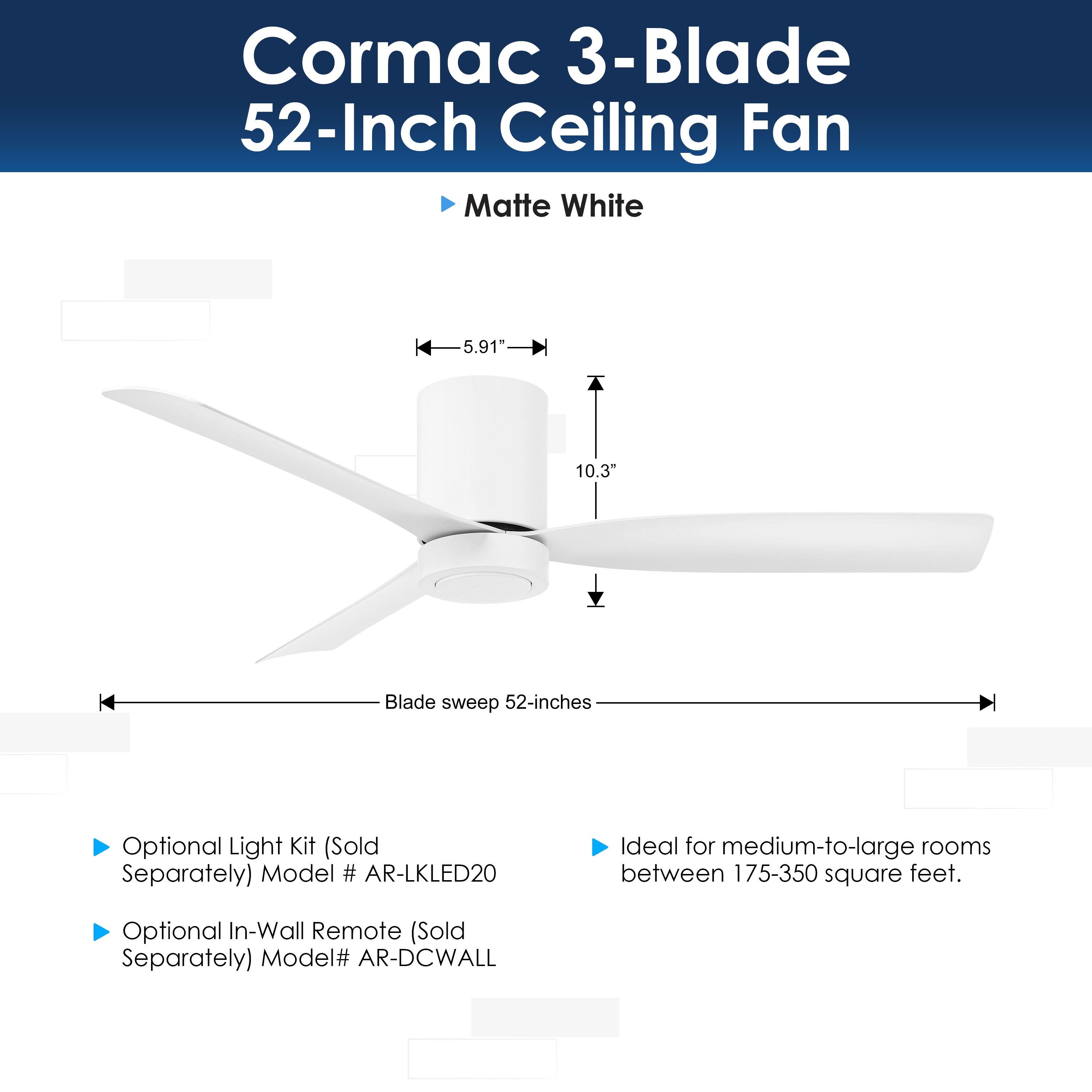 Arranmore Lighting & Fans AR-3002WH-52 Ceiling-Fans - View #2