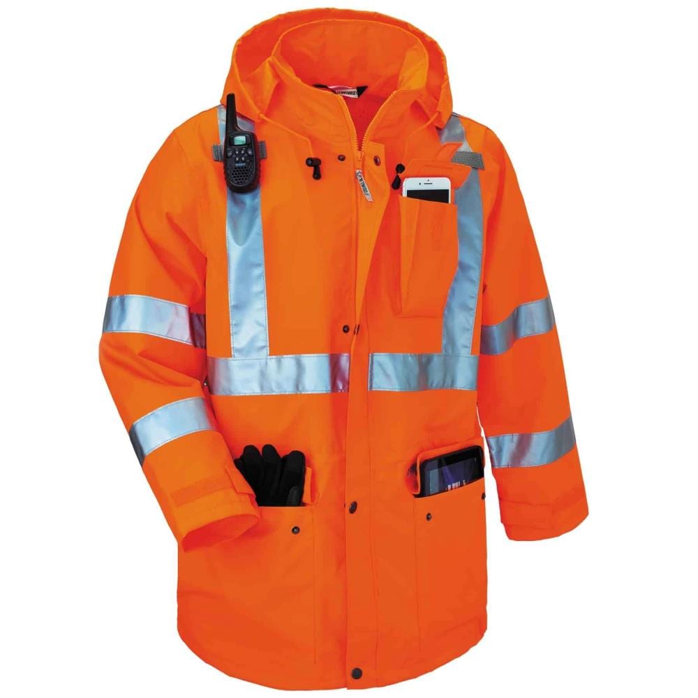 GloWear Unisex Orange Polyester Hooded Work Jacket (3X Large) in the Work  Jackets  Coats department at