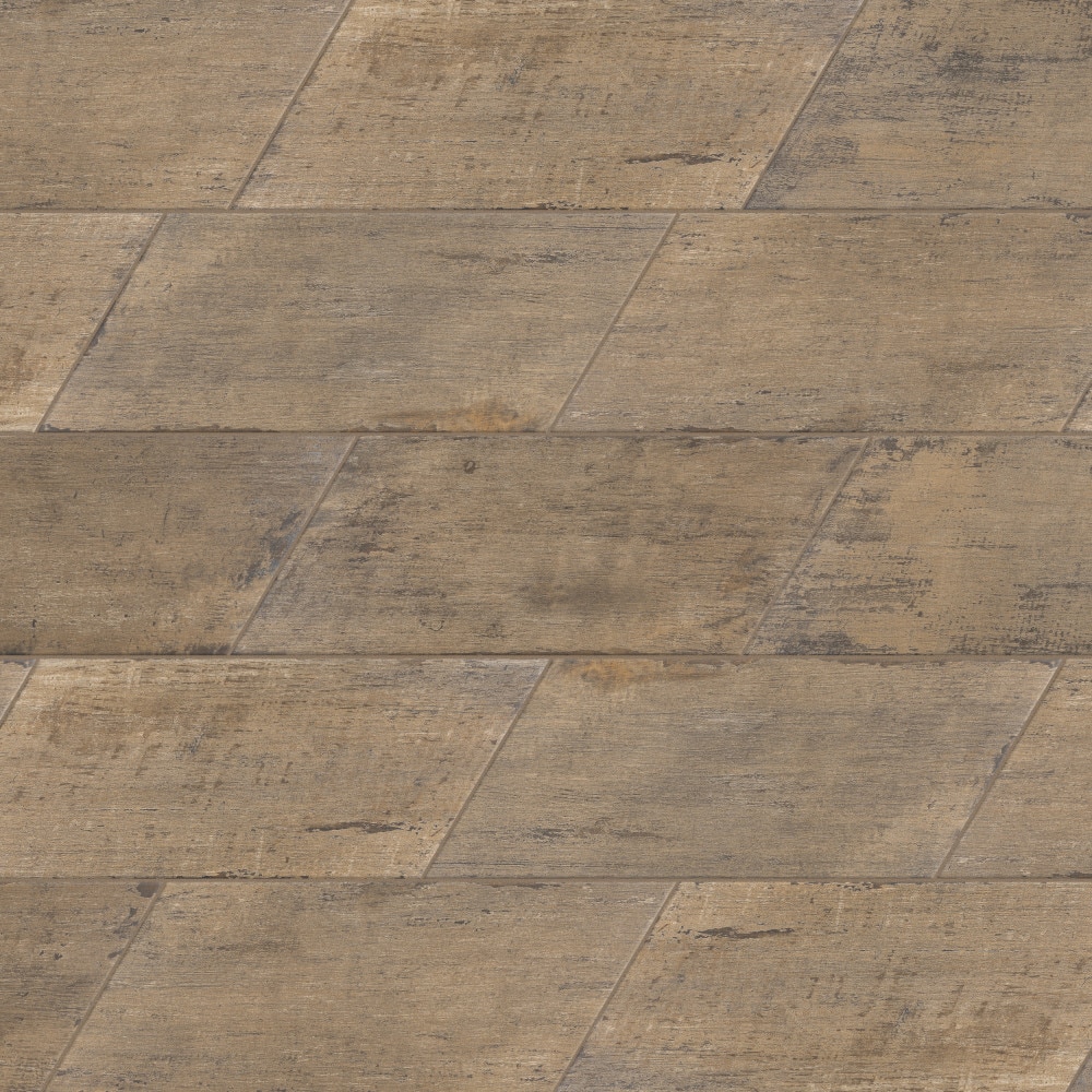 Affinity Tile S1FNURTNTE Sample - Retro Naveta Terra 7-in x 8-in Matte Porcelain Wood look Chevron Floor and Wall Tile