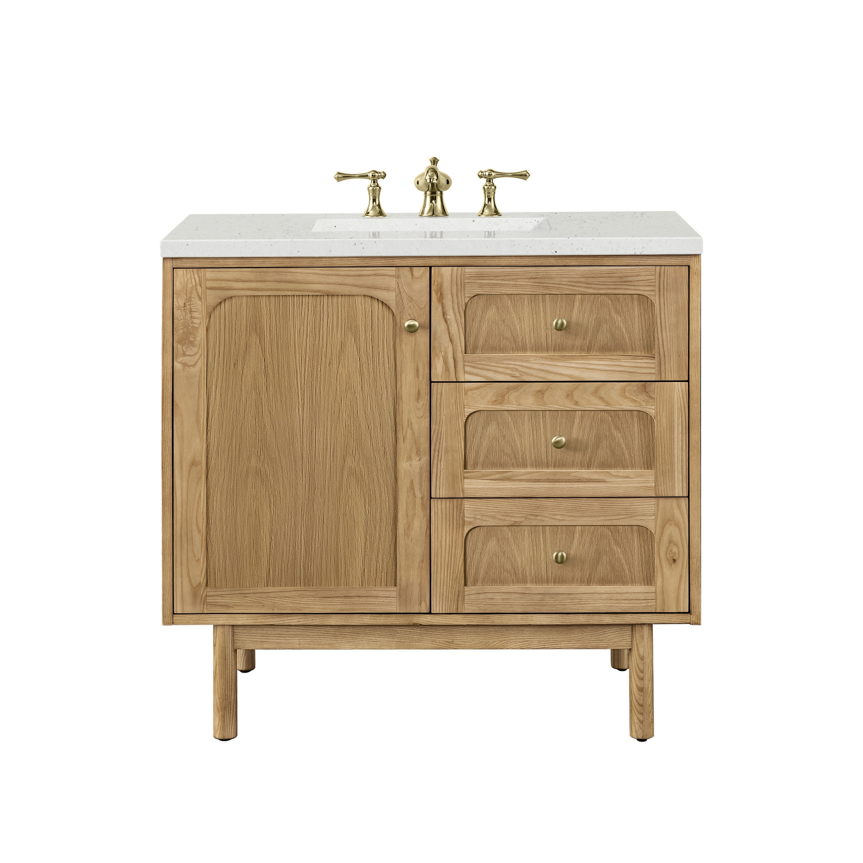 James Martin Vanities 545-V36-LNO-3LDL Laurent 36-in Light Natural Oak Undermount Single Sink Bathroom Vanity with Lime Delight Quartz Top