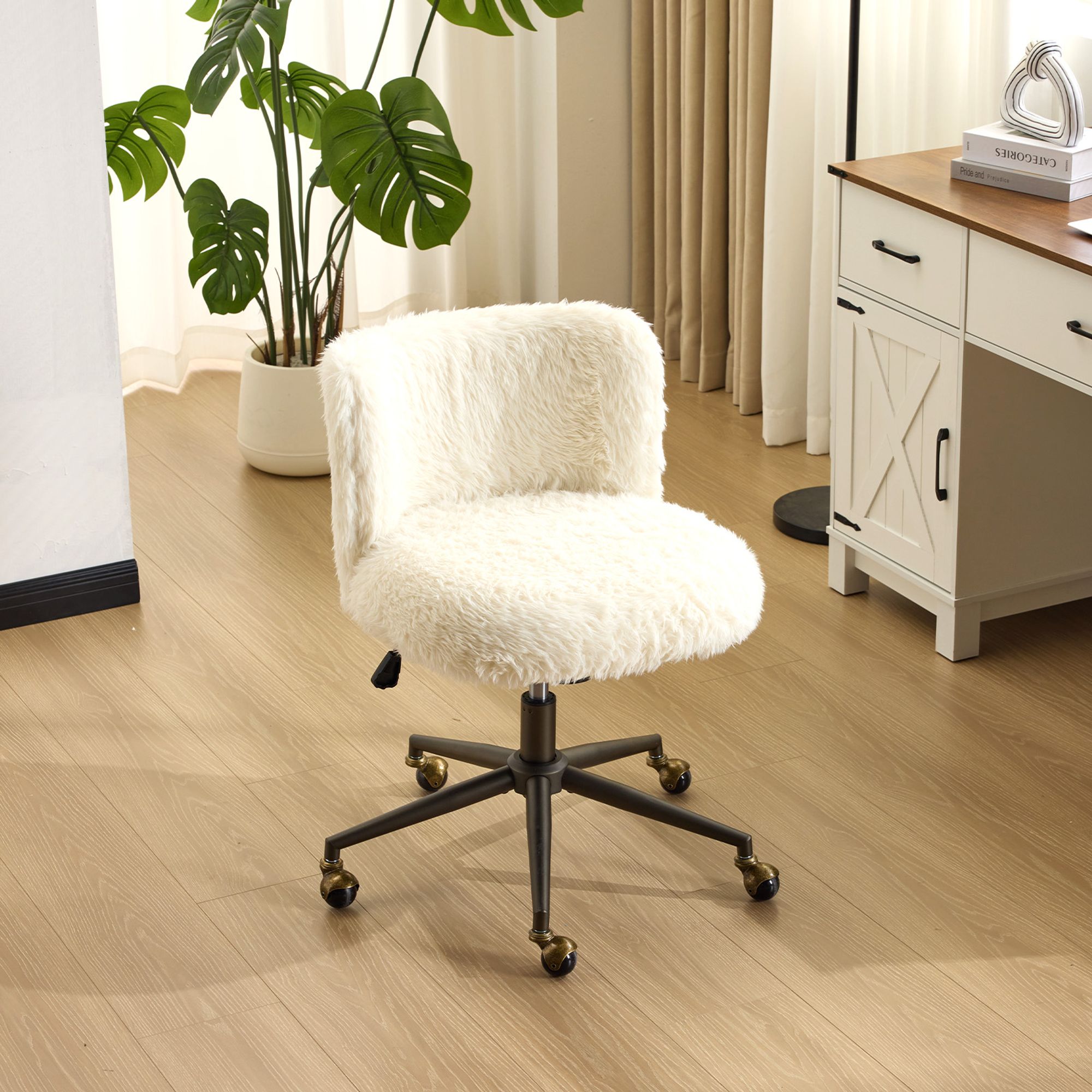 Winado  Plush Velvet Swivel Chair Antique Bronze Base With Wheels