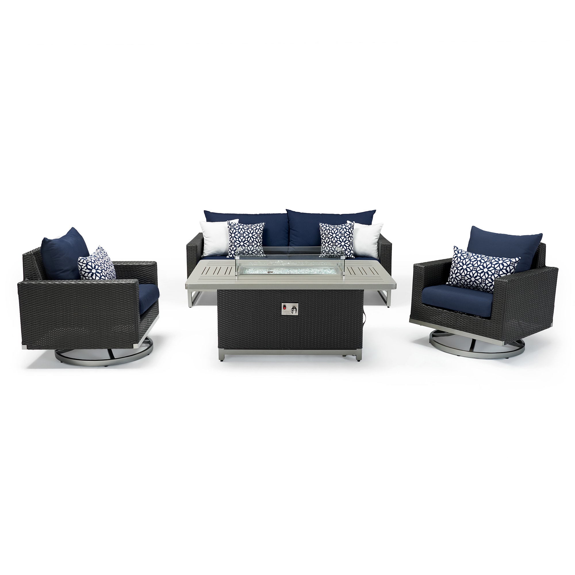RST Brands OP-PESS4MFTMILOENVYK Milo 4 -Piece Wicker Patio Sofa Conversation Set with Blue Sunbrella Cushions