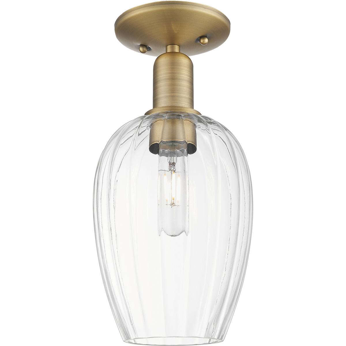 Innovations Lighting - 716-1C-BB-G457-6CL Preston Semi-Flush Mount Brushed Brass