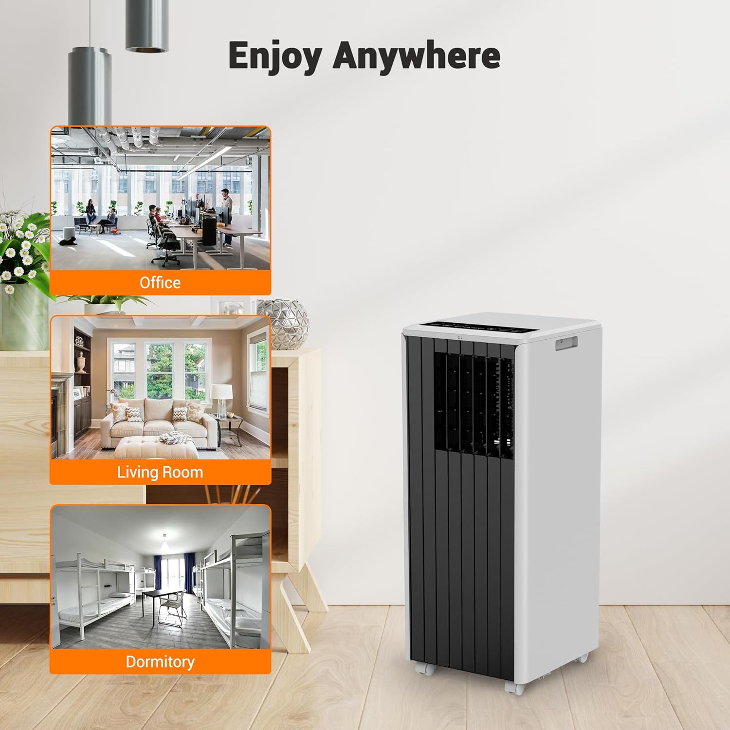 Garvee 8000 BTU Portable Air Conditioner 3in1 AC Unit with Dehumidifier Fan Quiet Energy Saving Compact Size Mobile Floor Standing No Installation 24H Timer Remote Control Cools Up to 300 Sq ft for Home Bedroom Office Small Room