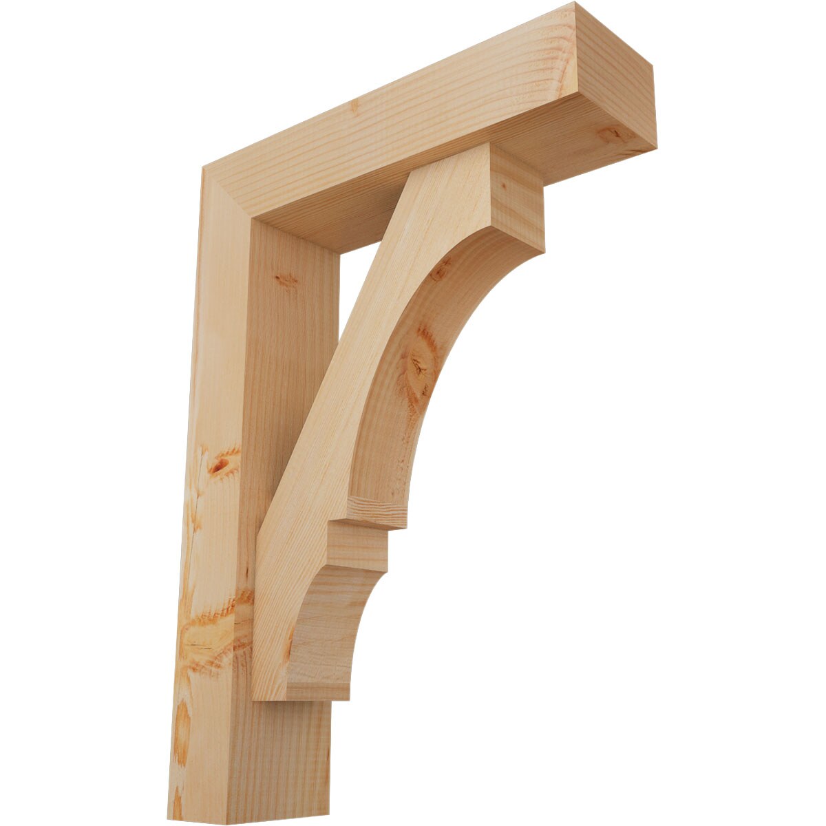 Ekena Millwork 1462139 Balboa Block Smooth Bracket with Offset Brace Douglas Fir Wood Standard Bracket
