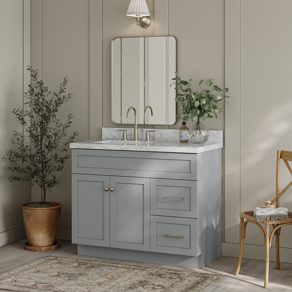 ARIEL F042S-L-BC-GRY Hamlet 42-in Grey Bathroom Vanity Base Cabinet without Top
