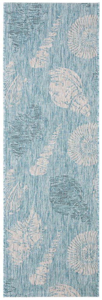 Safavieh CY8547-37121-27 Courtyard 2 x 7 (ft) Loomed Polypropylene Aqua/Cream Rectangular Indoor/Outdoor Coastal Runner rug