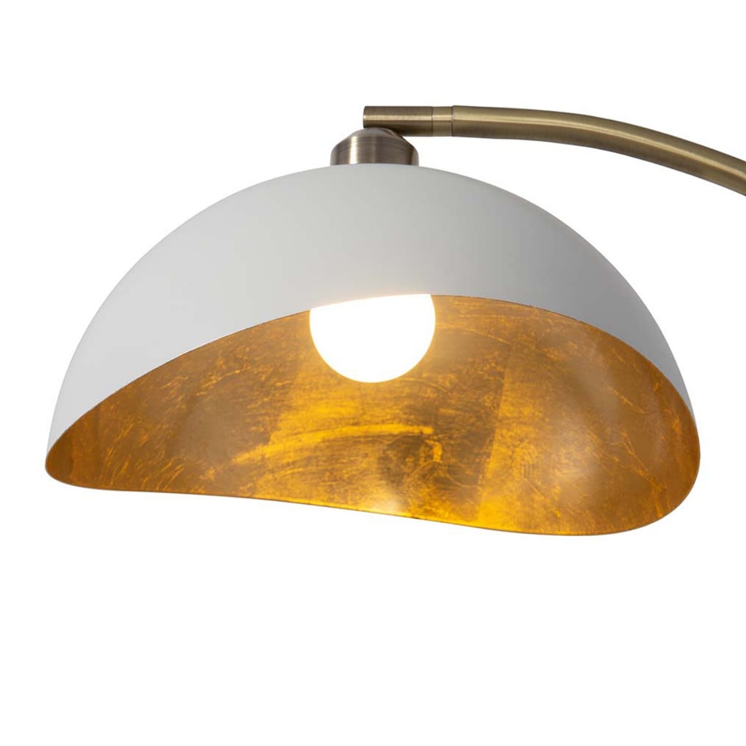 Luna Bella Weathered Brass Arc Desk Lamp with Matte Black Steel