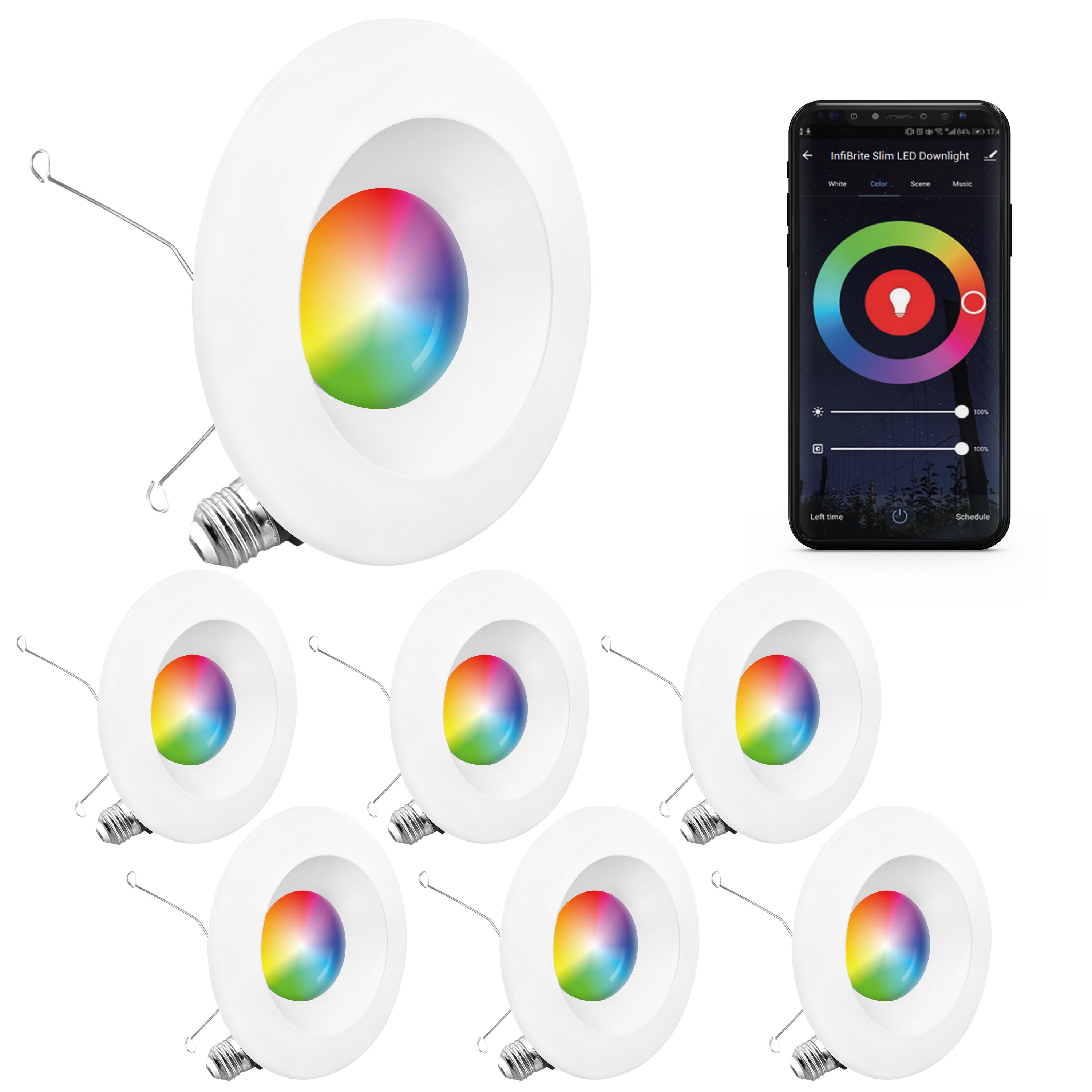 Infibrite IB-006-1-12W-HL-6PK Sleek Series 6-in LED Remodel or new construction White Airtight IC Baffle Recessed Light Kit