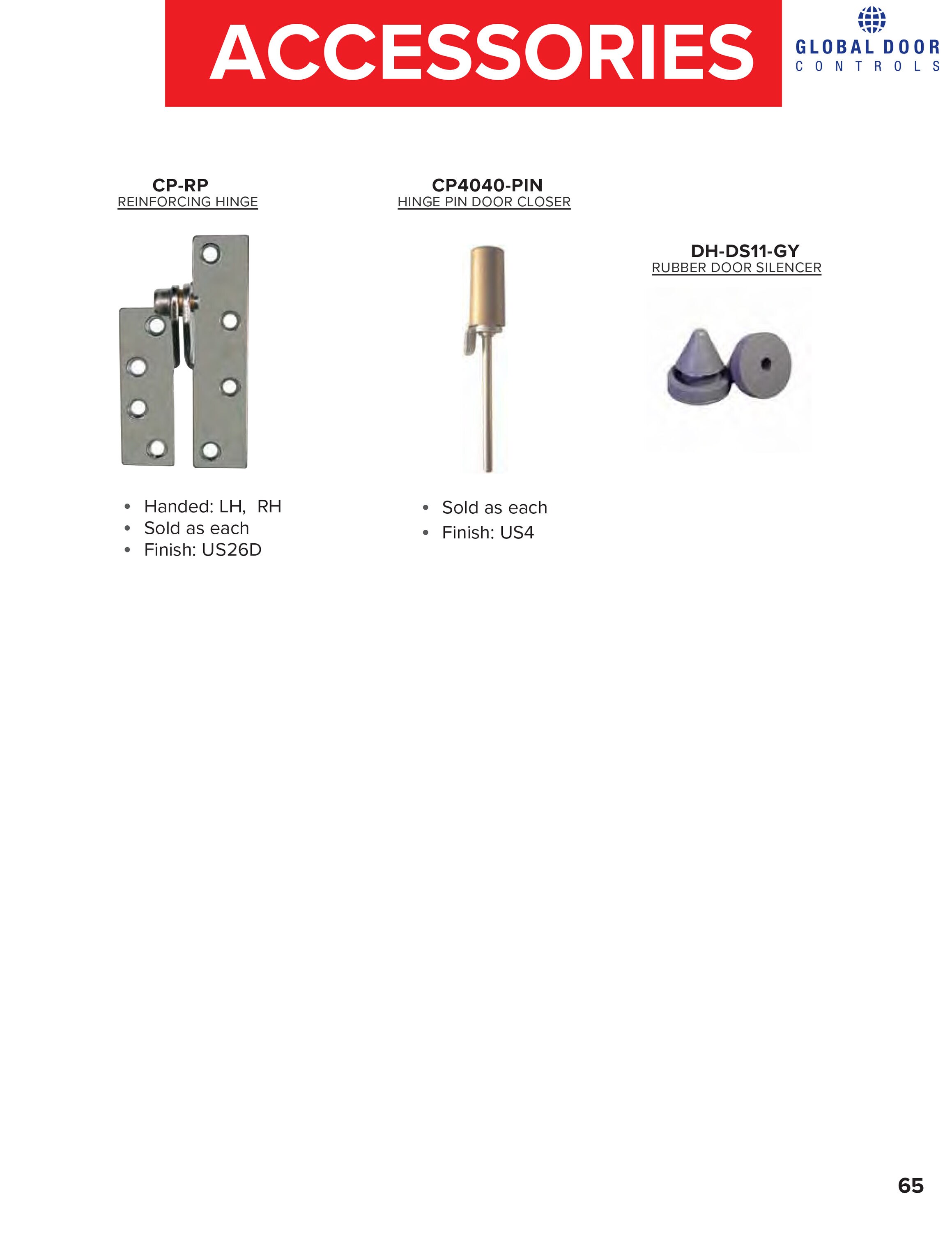 Global Door Controls CP-RPLH-26D Entry-Door-Hinges - View #3