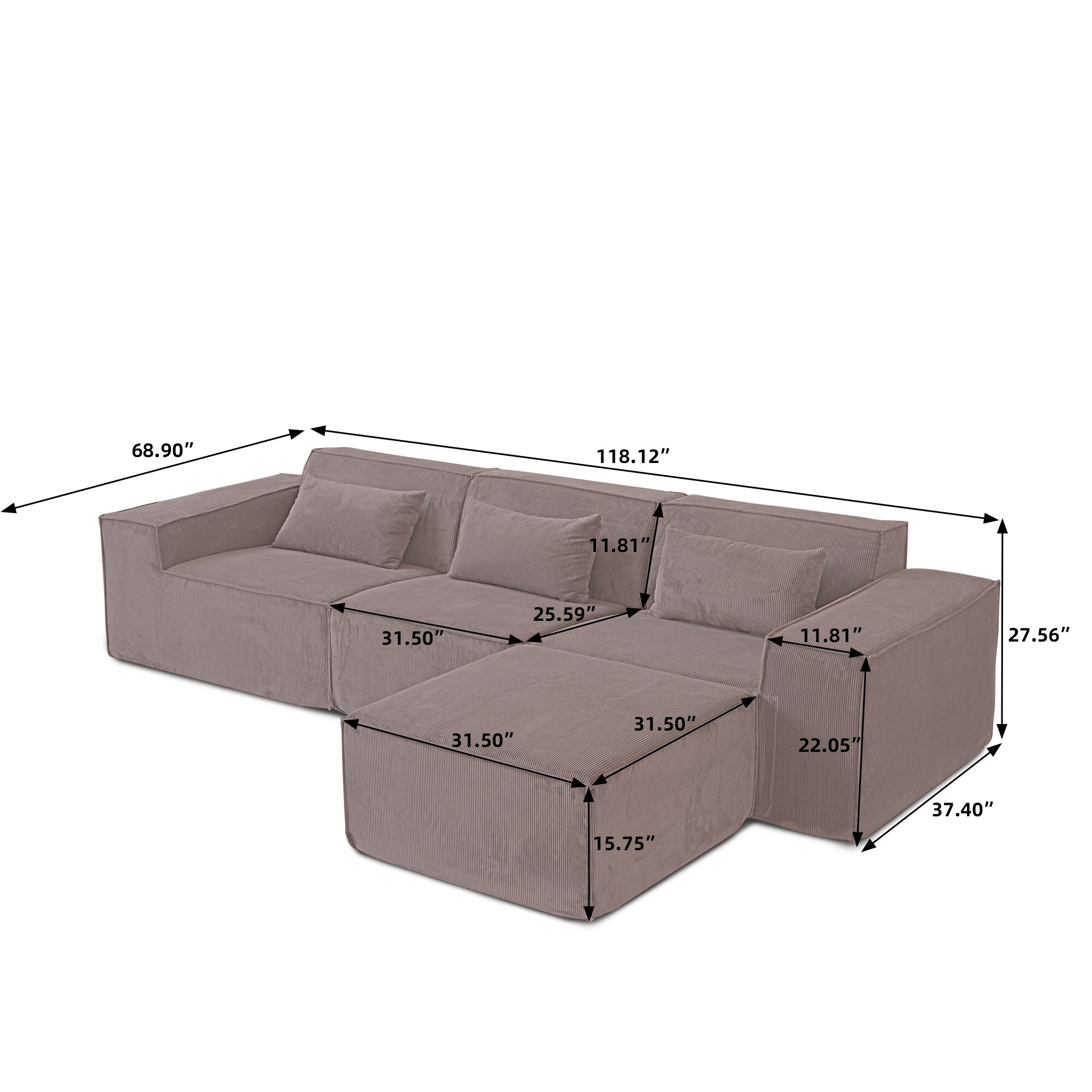 BuotiqHom DH-SF3+2-130BR Sofas-Loveseats - View #3