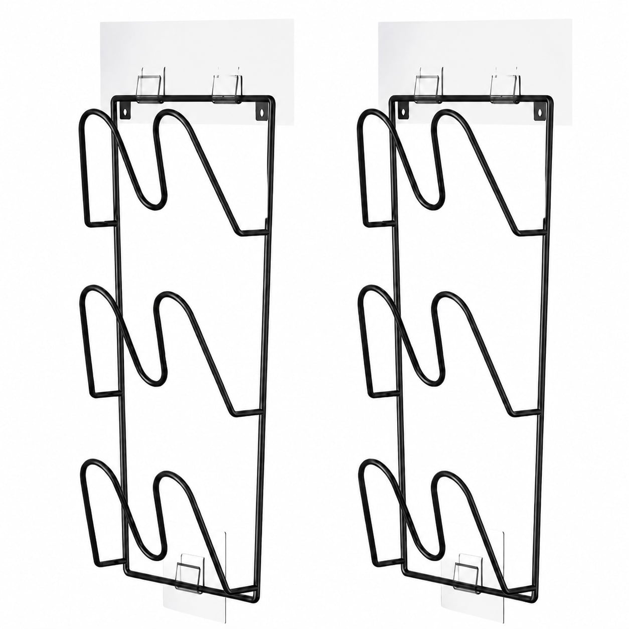 Aoibox  Pot Lid Organizer Rack for Cabinet Door 2 Pack Adhesive Wall Mount Rustproof Holder for Pots and Pans Lids