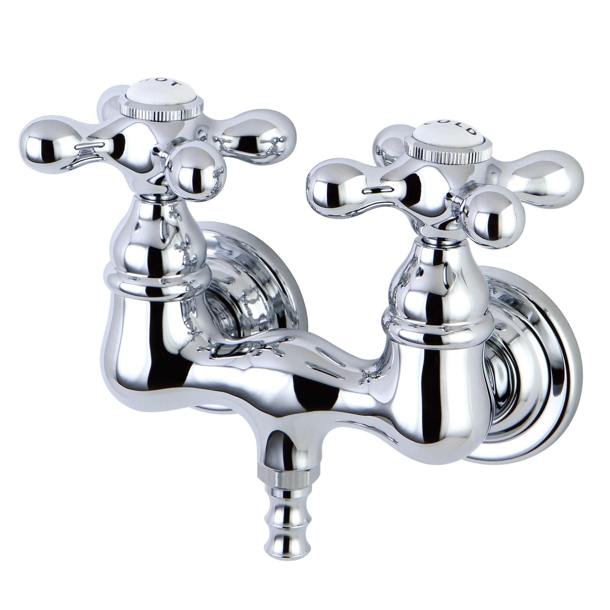 Vintage Chrome Double Handle Wall Mounted Clawfoot Tub Faucet