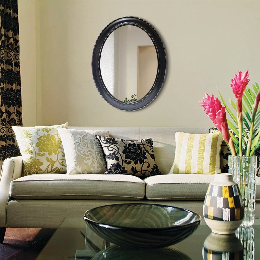 Antique Gold Beaded 34" Oval Wall Mirror