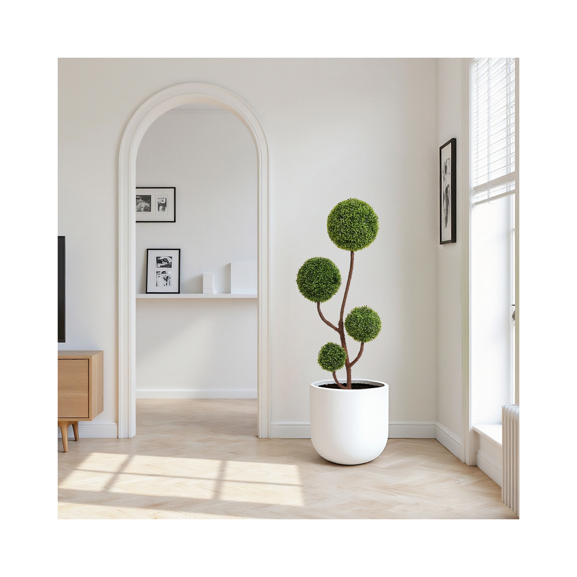 Afoxsos 5FT Artificial Boxwood Topiary Tree Triple Ball Shaped Faux ...