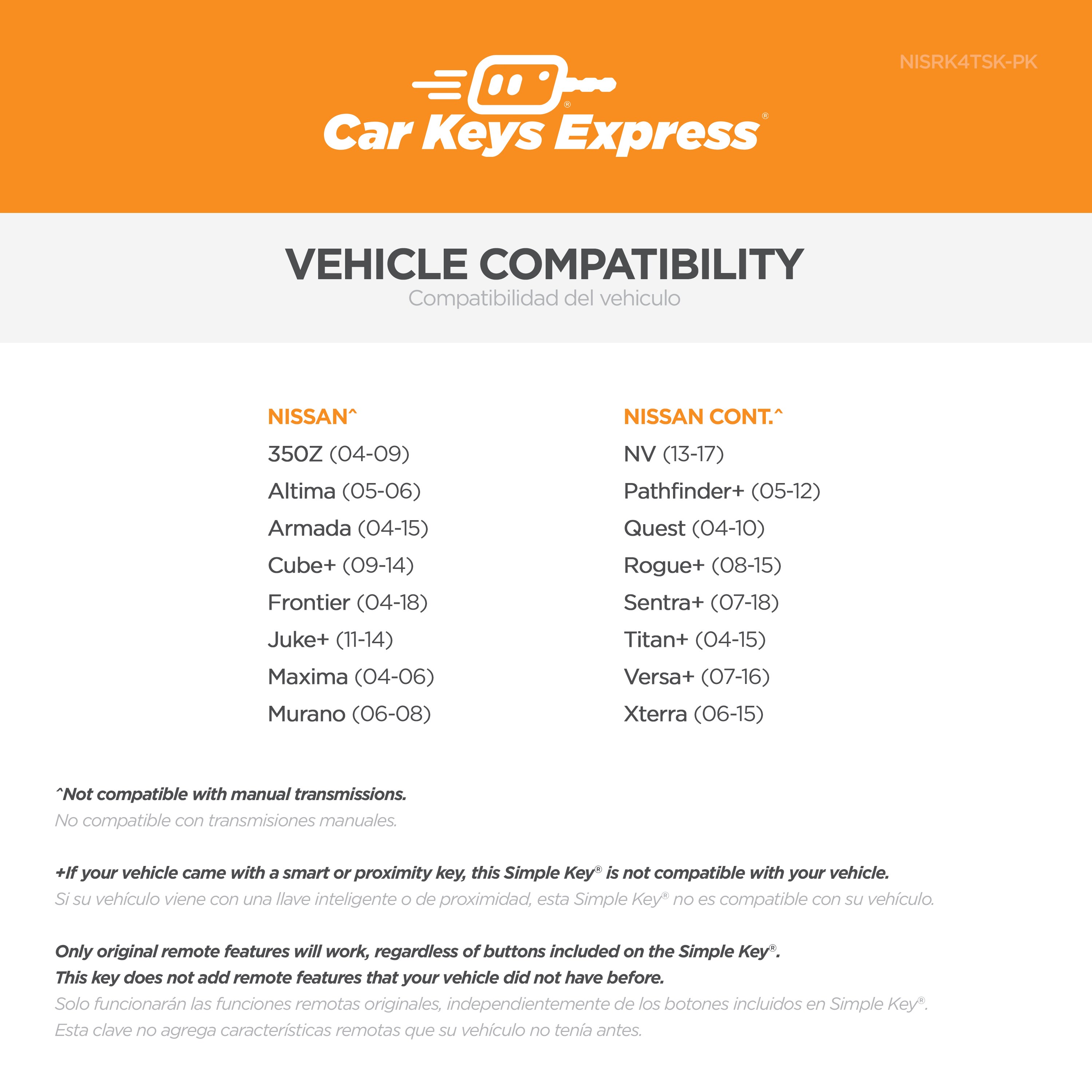 Car Keys Express NISRK4TSK-PK c060438 - View #2