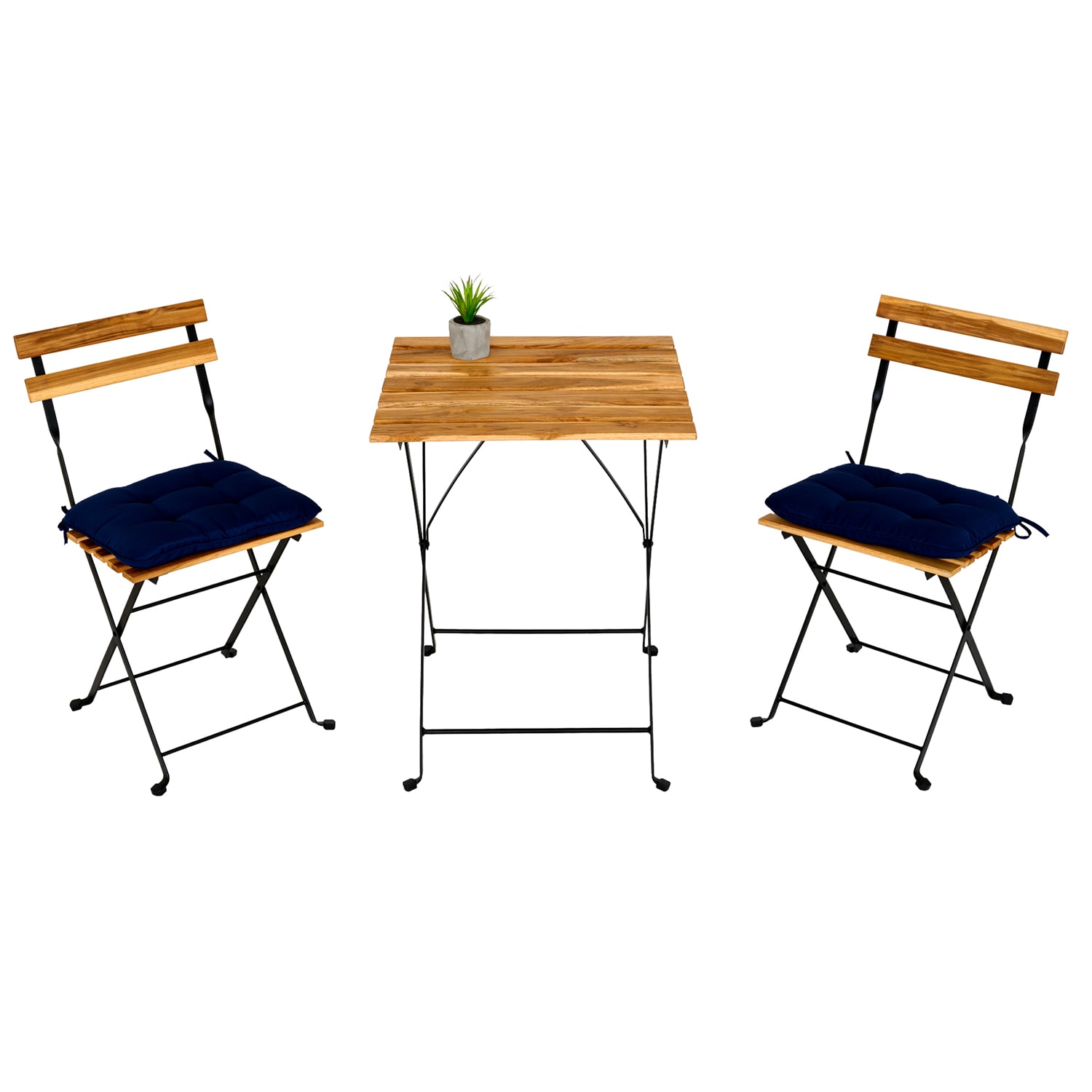 SINOFURN SYA100011NB 3-Piece Patio Conversation Set with Blue Cushions