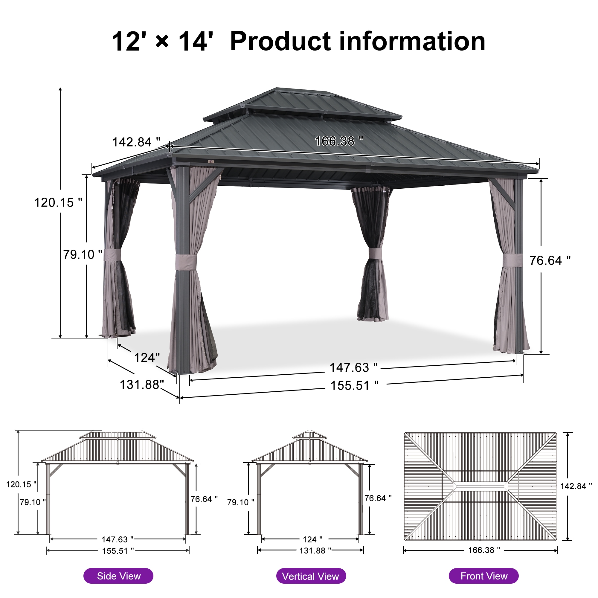 PURPLE LEAF LS04JJG1214 Wood-Resin-Gazebos - View #13