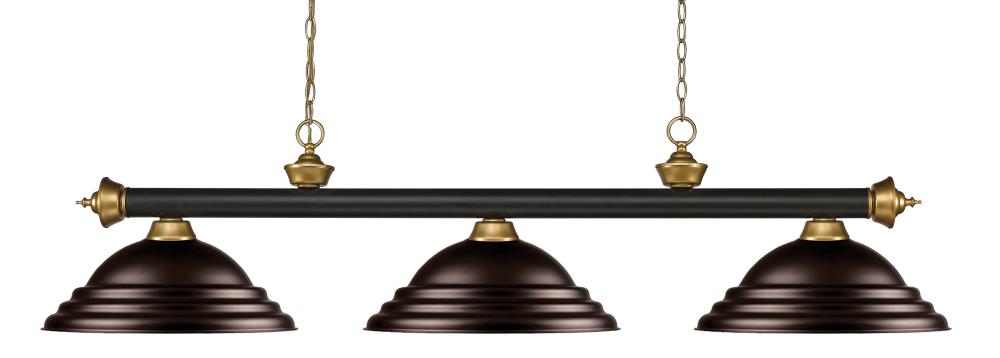 Z-Lite 200-3BRZ+SG-SBRZ Riviera Bronze + Satin Gold Incandescent Medium base (E-26) Pool Table Lighting