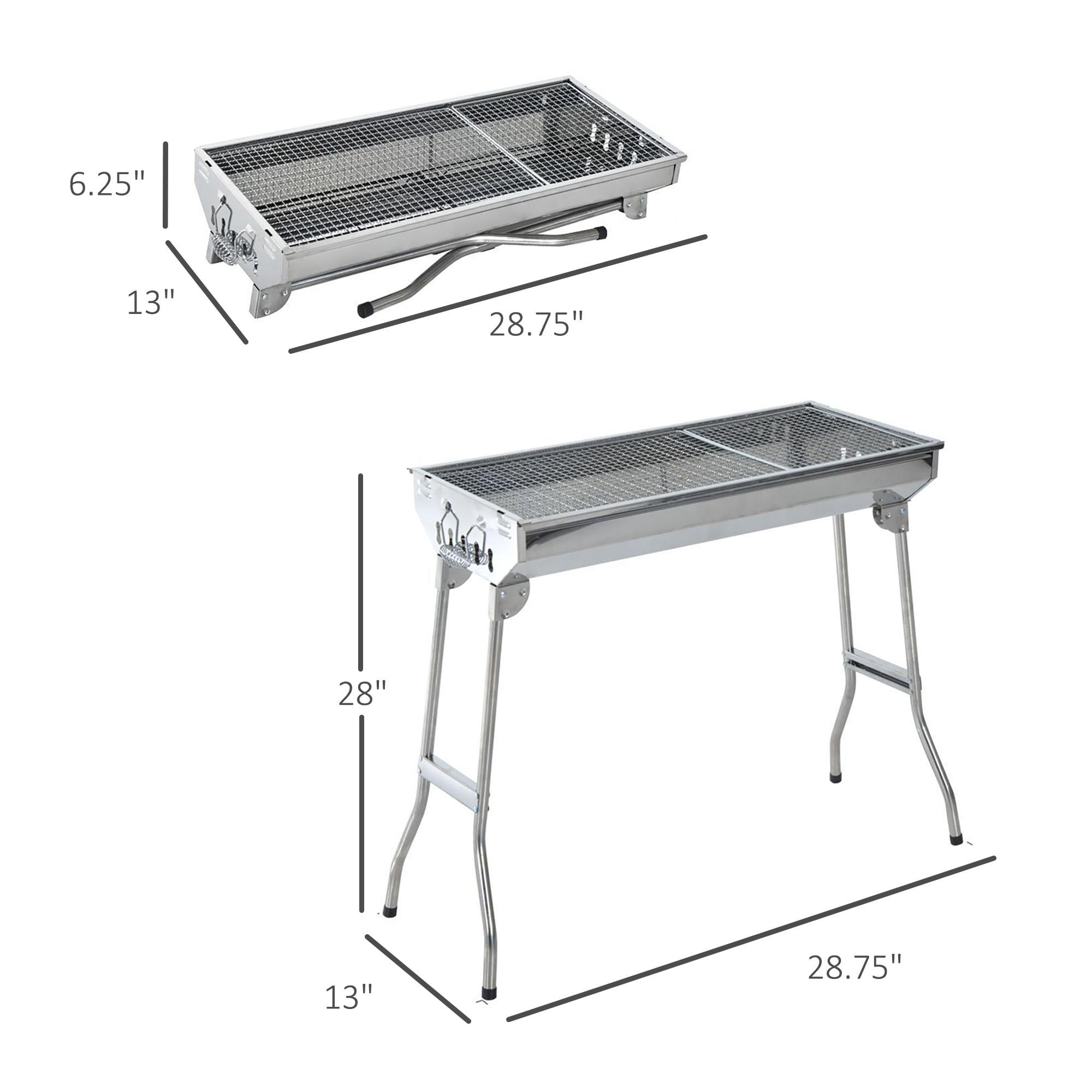 Outsunny 37.5 in. Steel Square Portable Outdoor Backyard Charcoal
