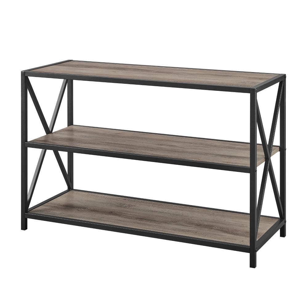 Walker Edison Grey Wash Metal 3-Shelf Bookcase (39-in W x 25-in H x 15. ...