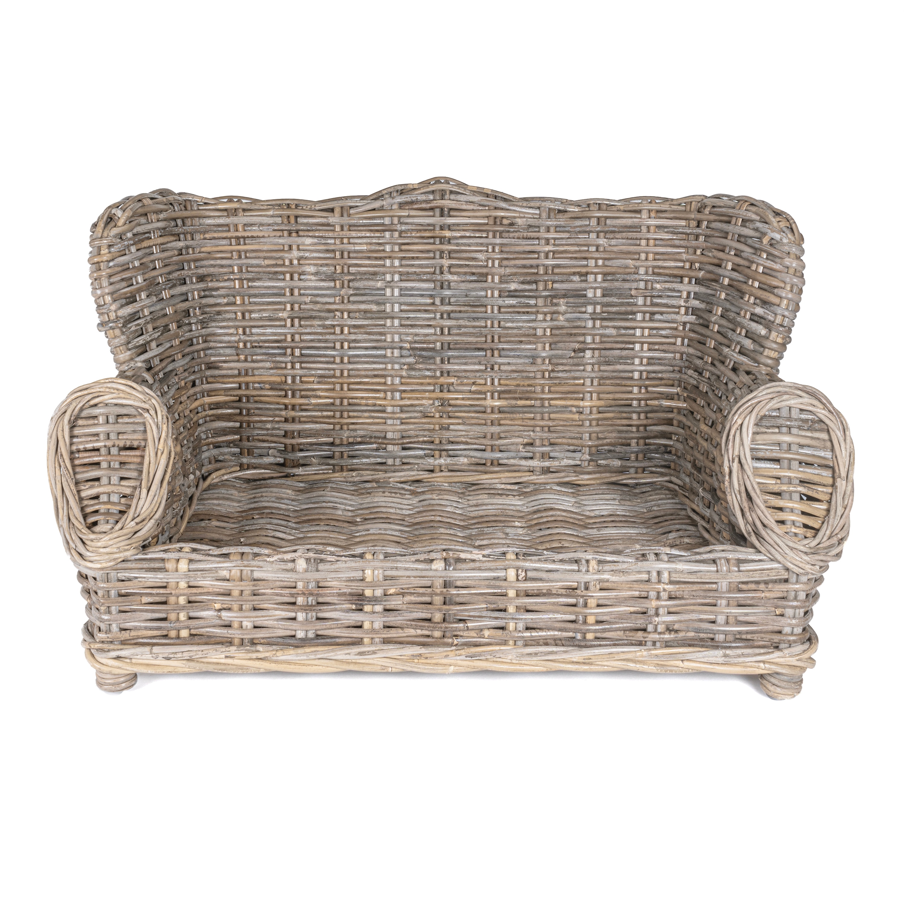 Classic Kubu Gray Handwoven Rattan Dog Daybed with Cushion