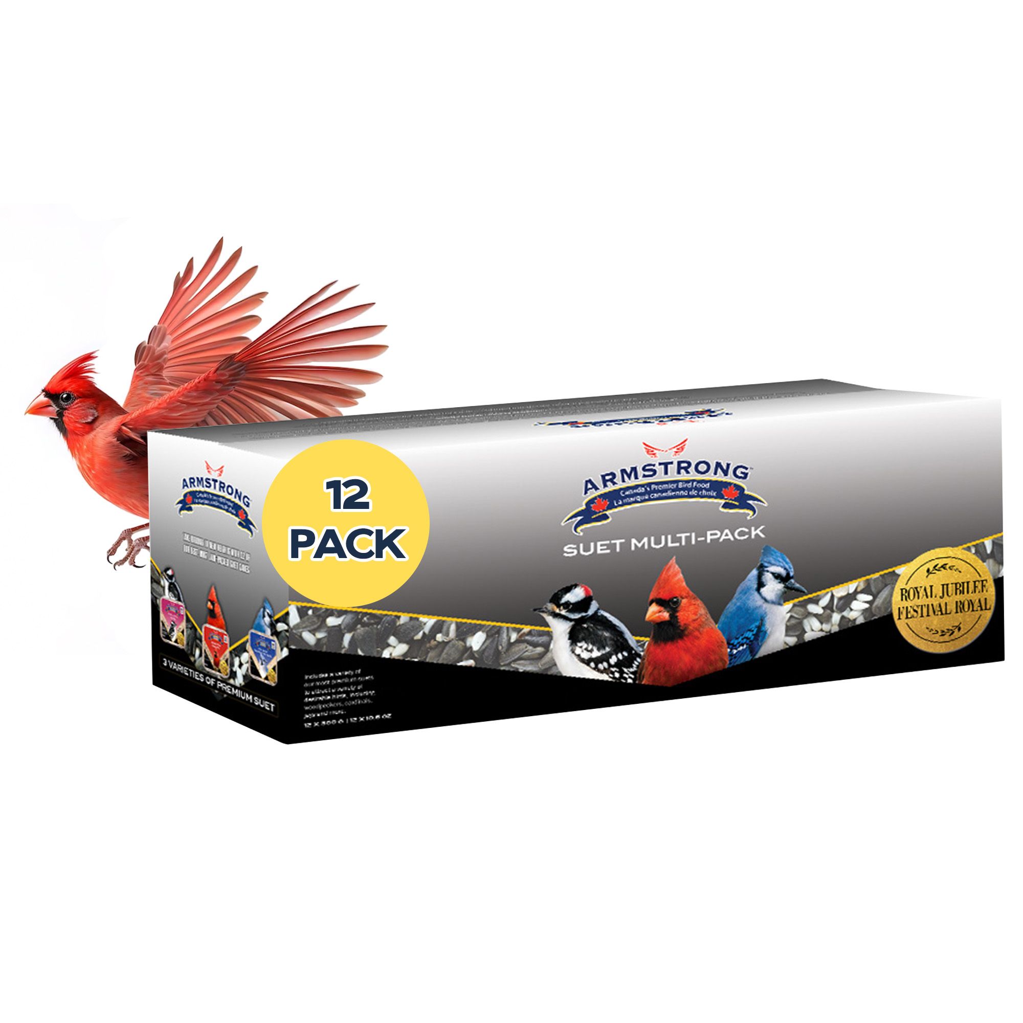 ARMSTRONG Wild Bird Food Royal Jubilee Variety Suet Cake Multi-Pack - 10.6oz (Pack of 12)