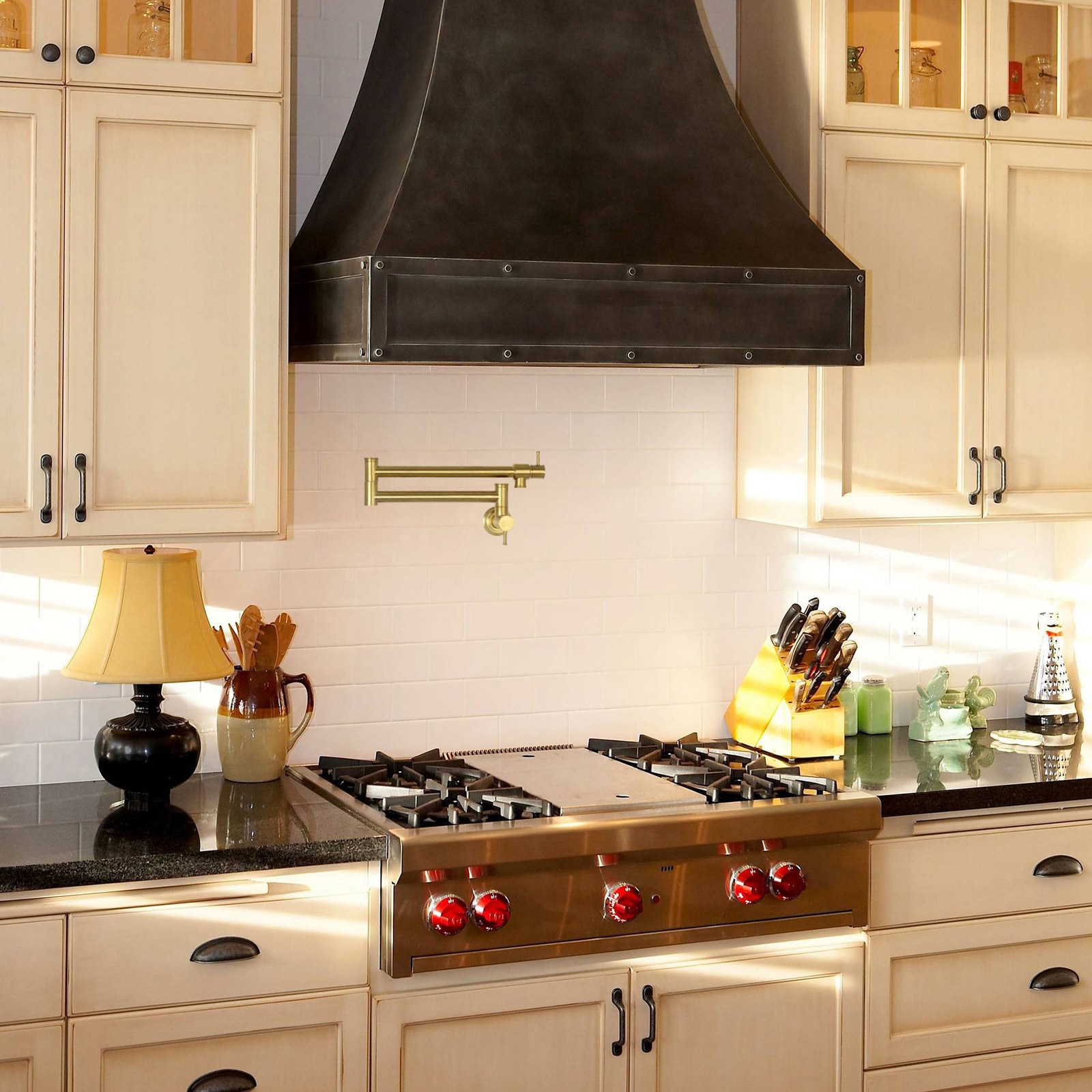 Brushed Gold Brass Wall Mount Pot Filler Faucet