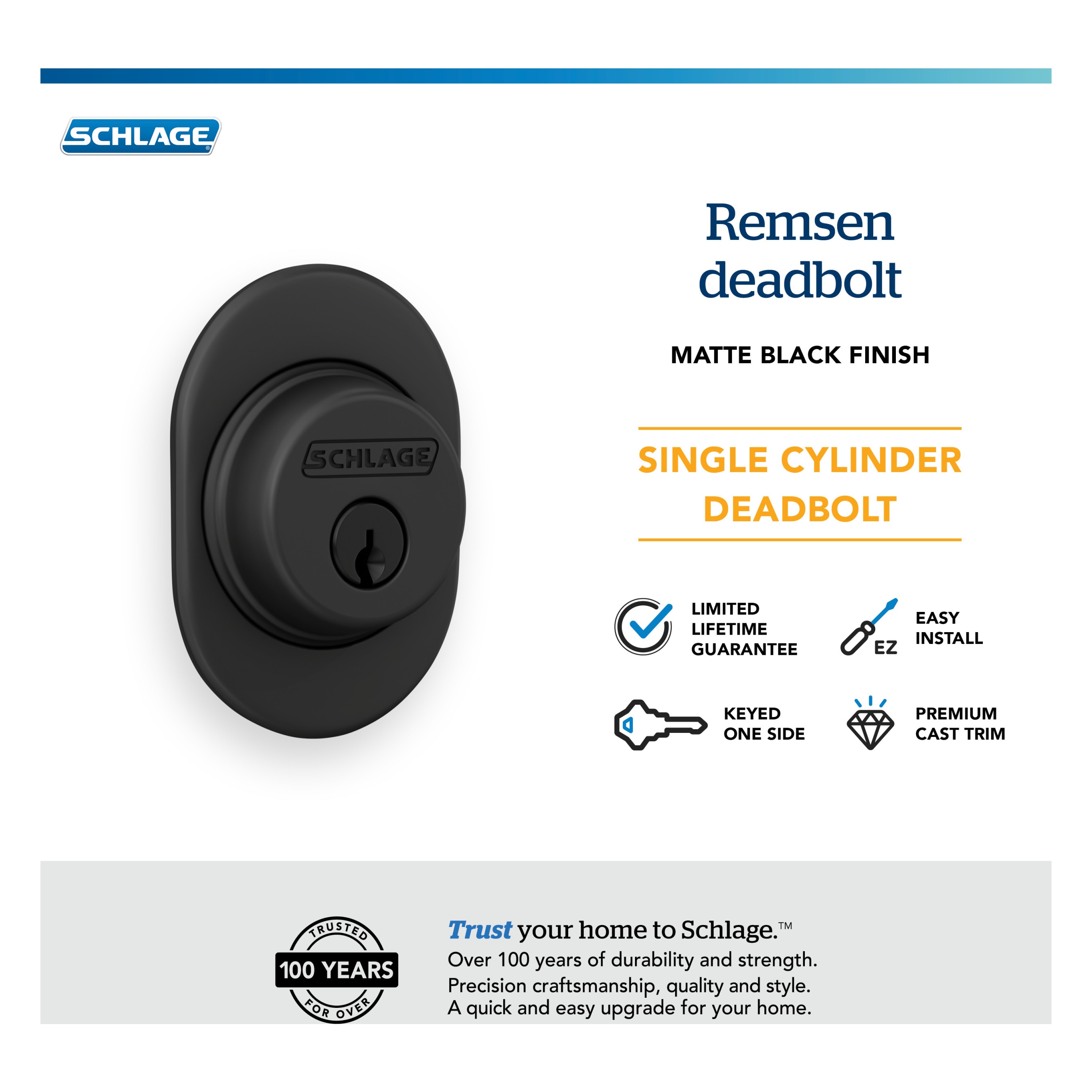 Schlage B60 RMN 622 Door-Deadbolts - View #5
