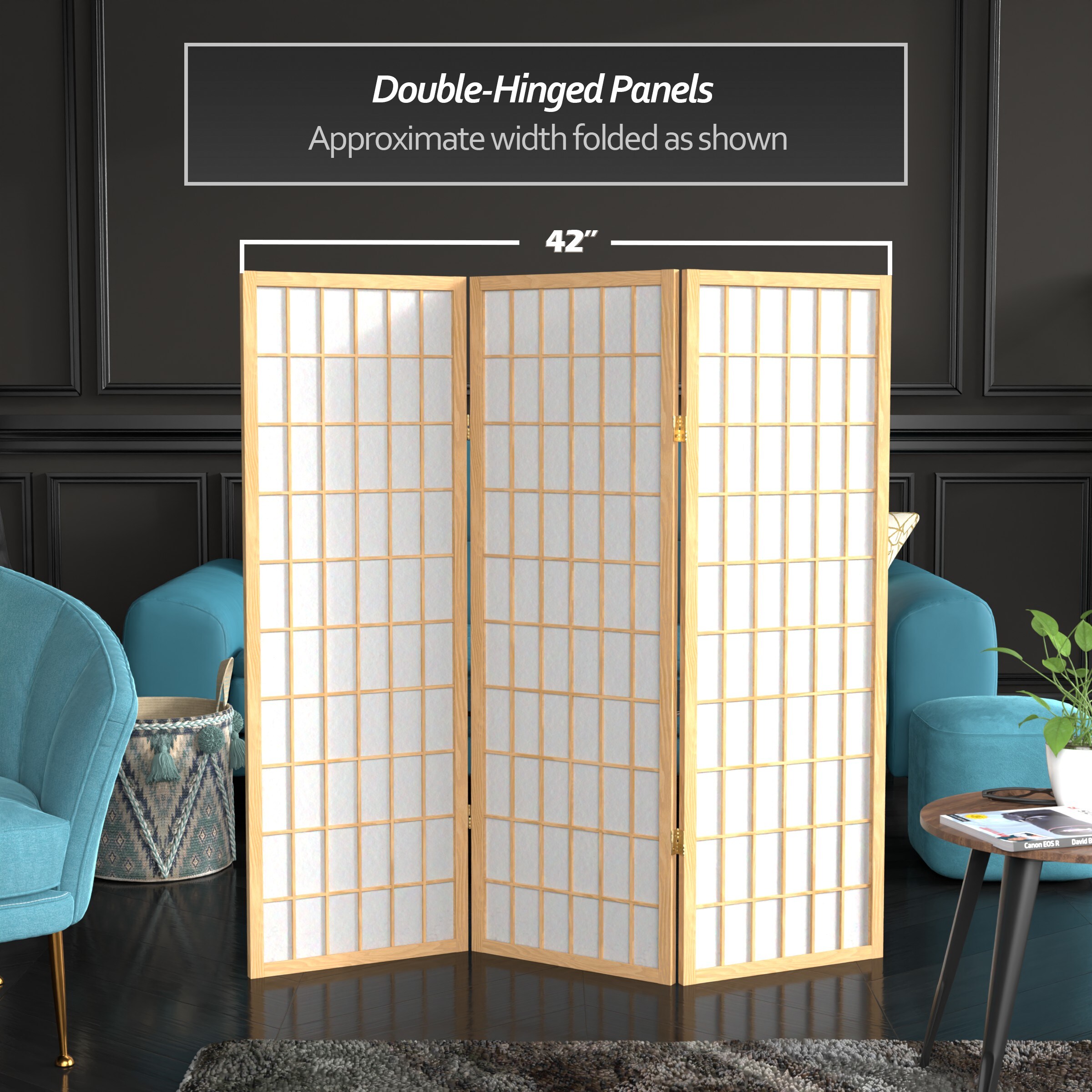 Oriental Furniture WP48-NAT-3P Indoor-Privacy-Screens - View #6