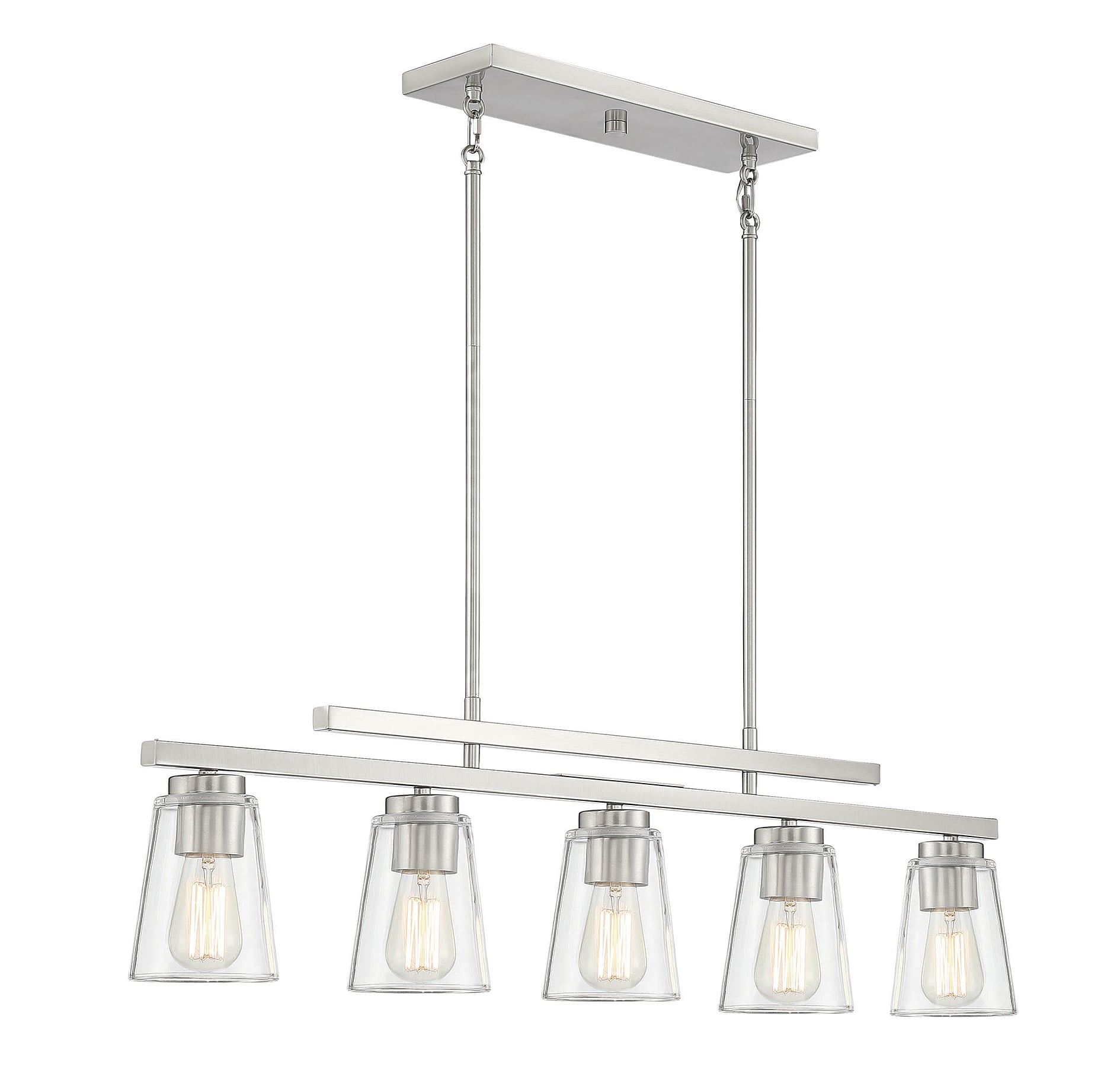 Calhoun Symmetrical Satin Nickel 5-Light Linear Chandelier