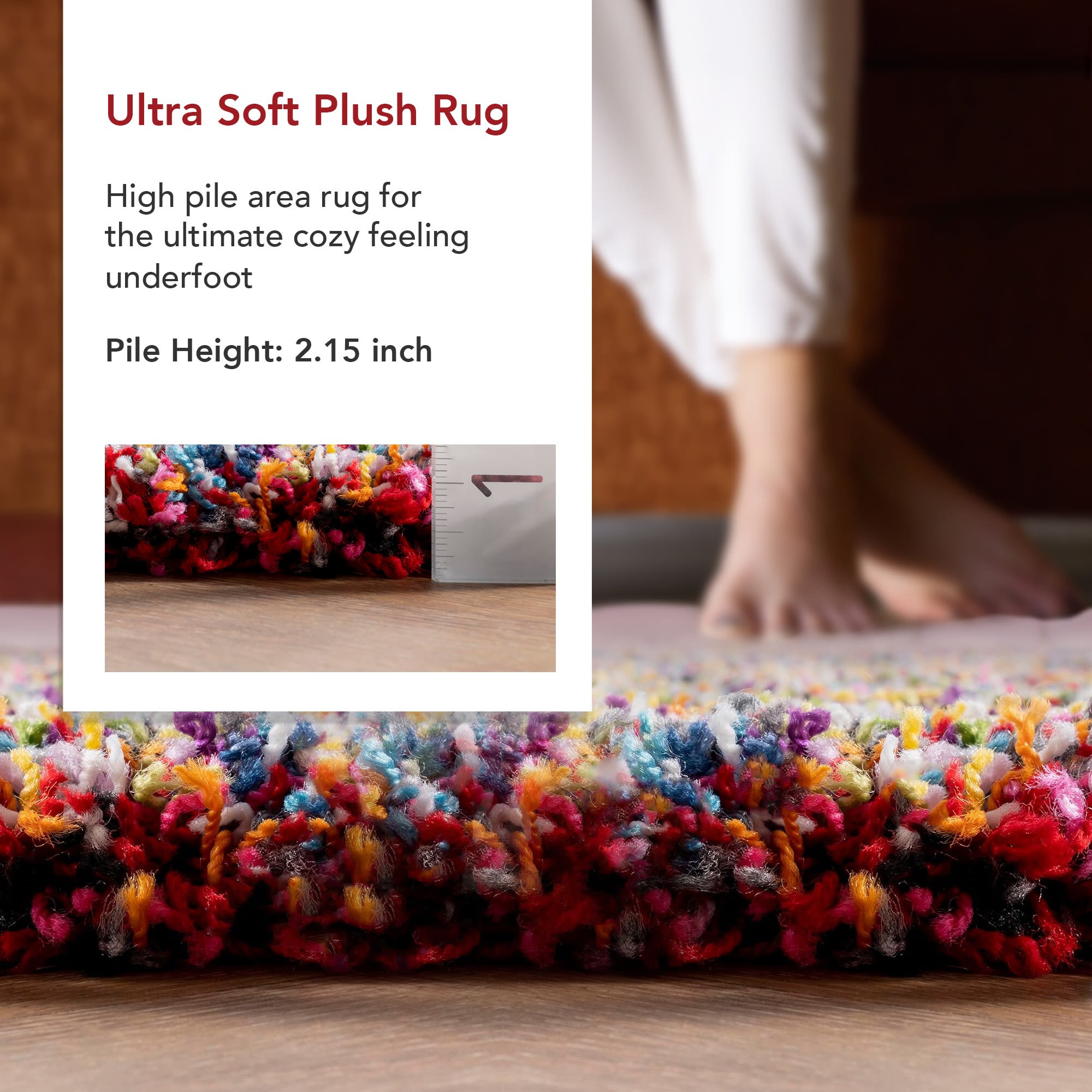 Multicolor Synthetic Shaggy Rectangular 4' x 6' Area Rug