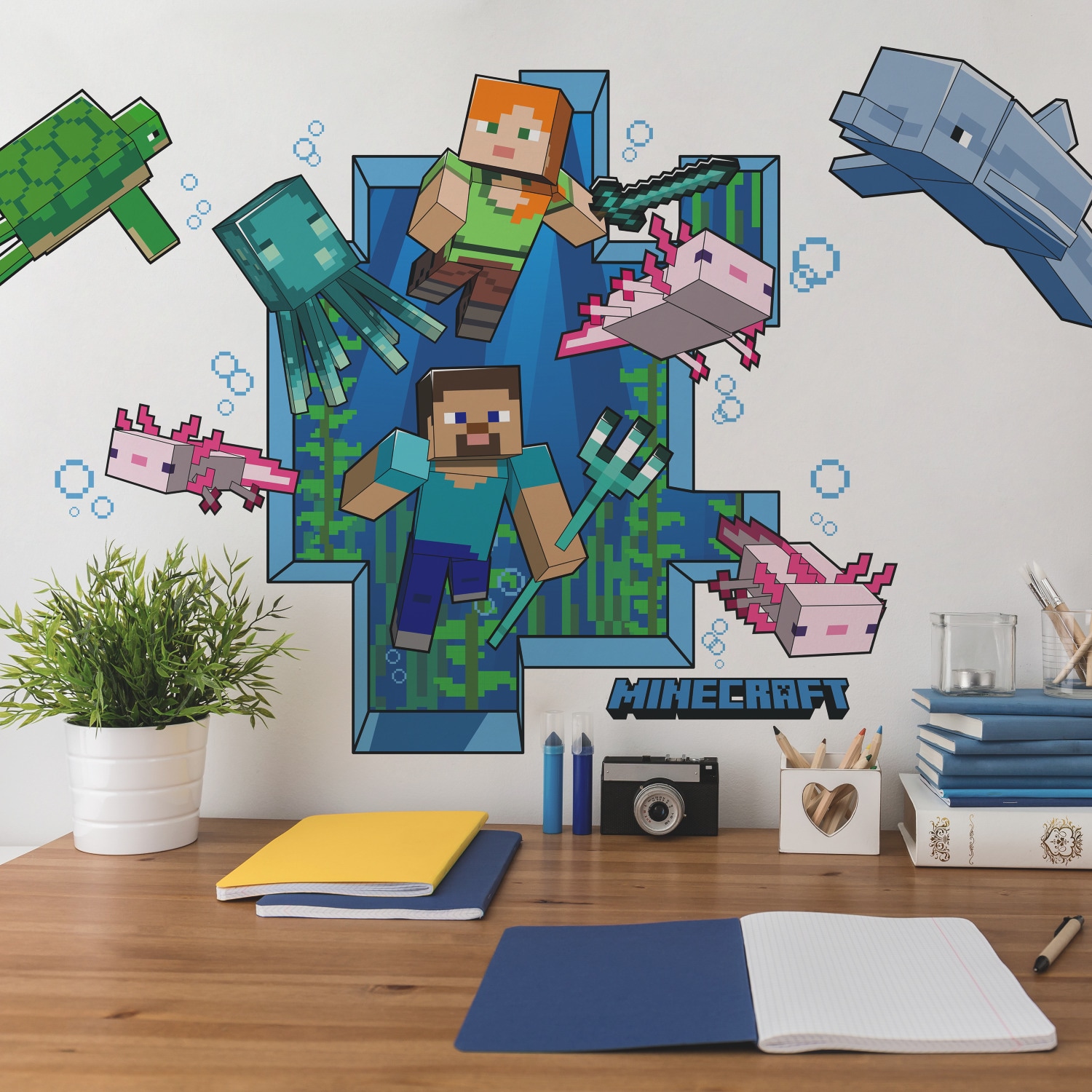 Minecraft Underwater Adventure Peel and Stick Wall Decal Set