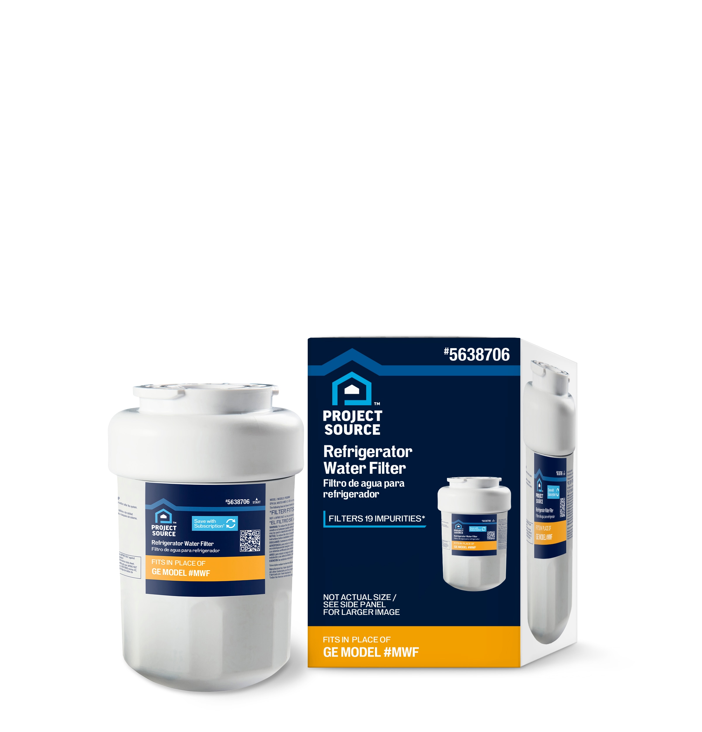 Project Source PSGMW Twist-in Refrigerator Water Filter Fits GE Filter MWF