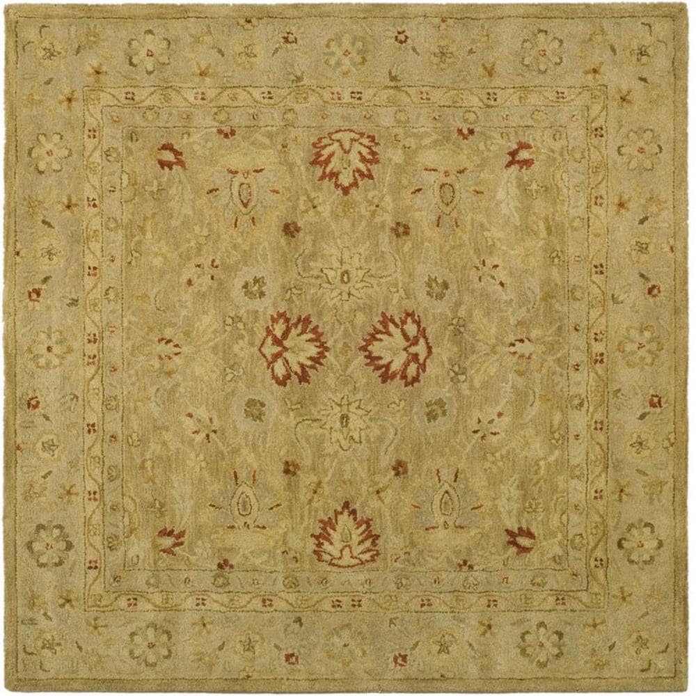 Heirloom Brown and Beige Wool 6' Square Area Rug