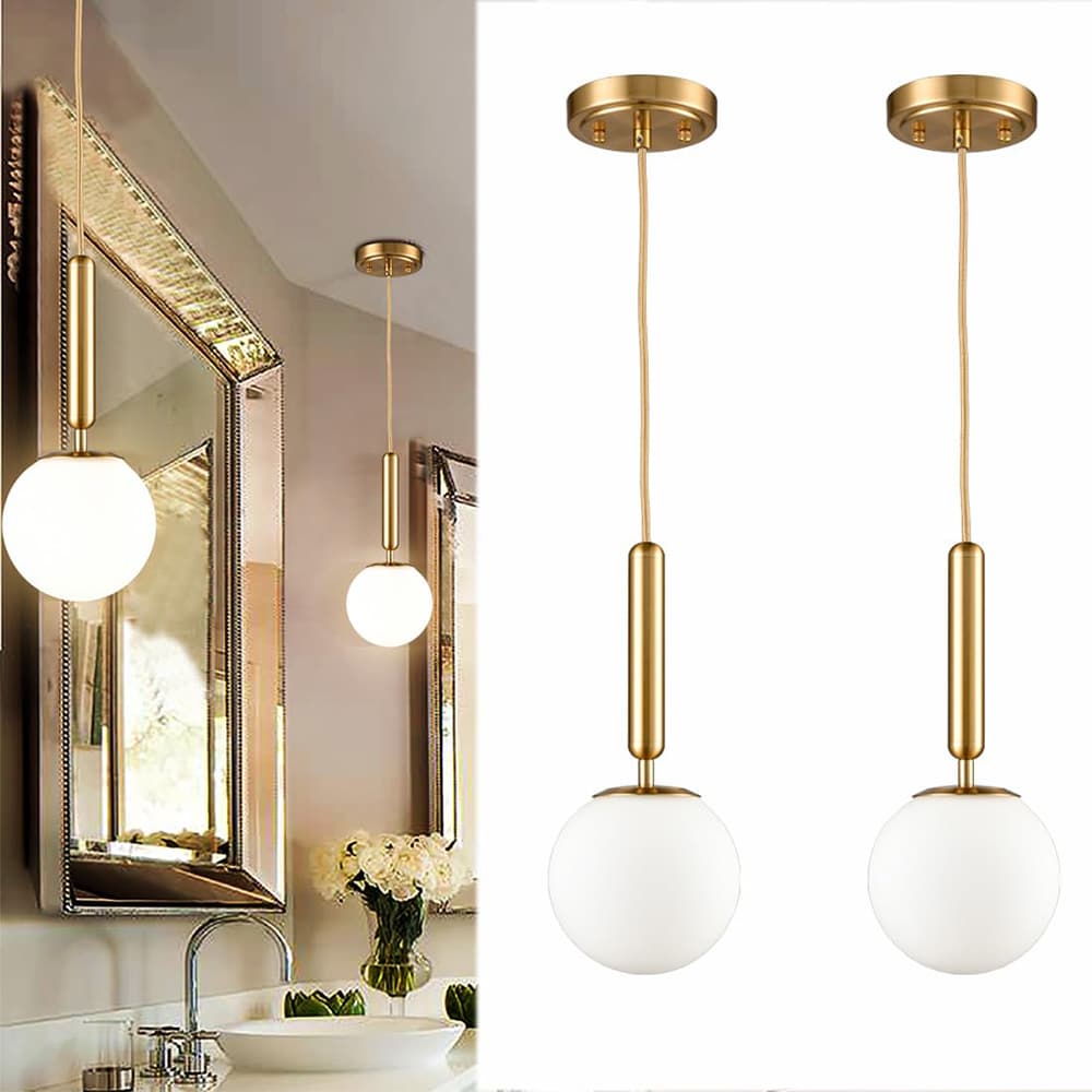 Claxy DIR-B5226DU-J-15N-2 Modern 1 -Light Brass Modern/contemporary Frosted glass Globe Medium Hanging Pendant light