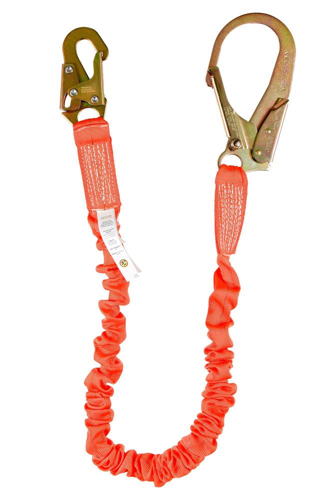 Guardian Fall Protection 4.5 - 6 ft. Single Leg Stretch Lanyard with Rebar Hook End - 01297