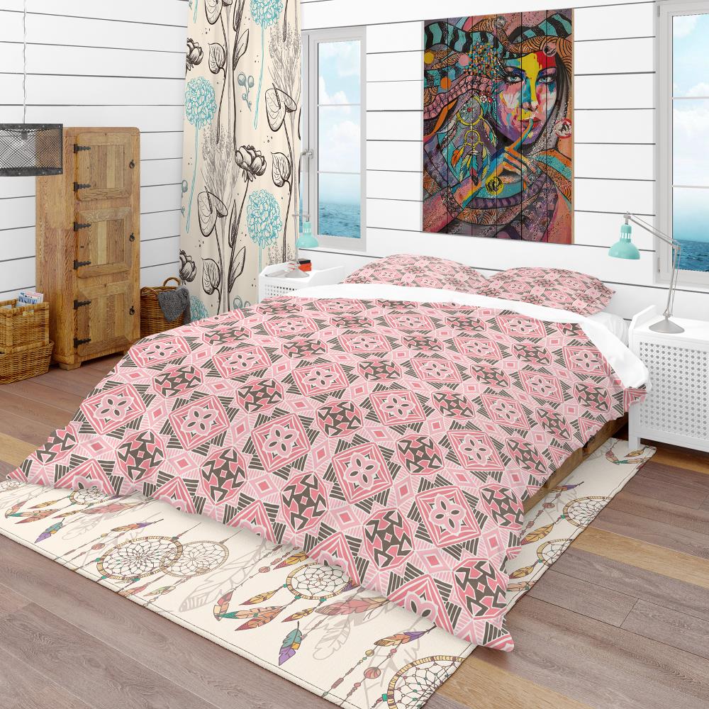 Designart BED18667-K 3 -Piece Pink King Duvet cover Set