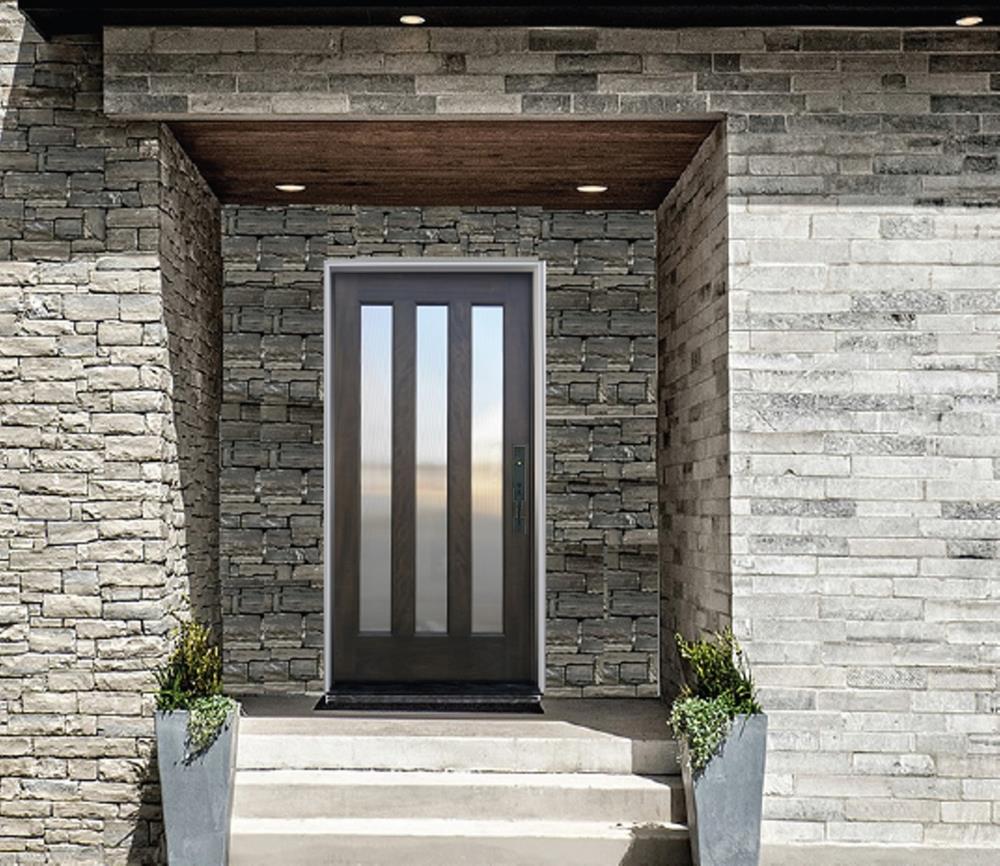 Creative Entryways 36-in x 80-in Ash Stained Prehung Full Lite Front Door