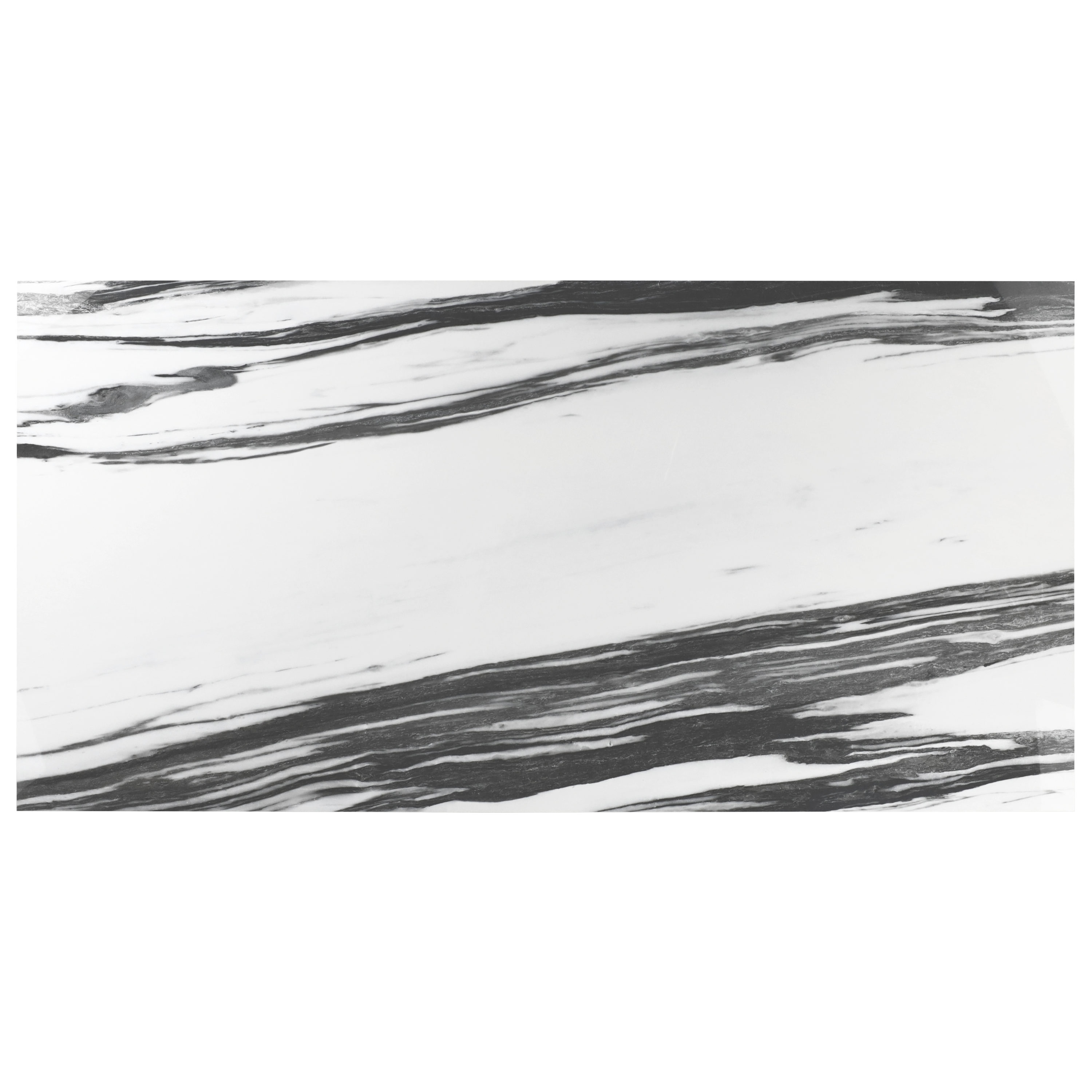Ink Collection 24x48 Polished Black & White Marble Look Porcelain Tile