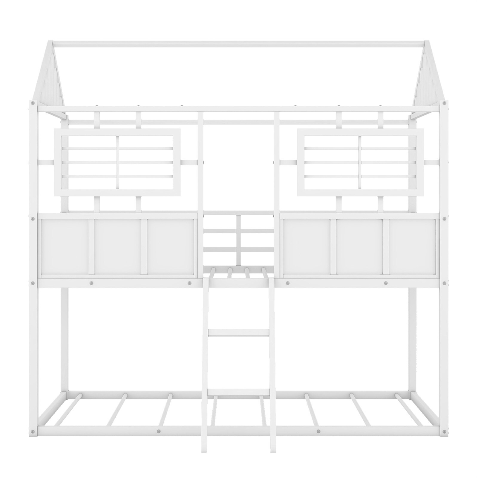 BESTCOSTY White Twin Metal Canopy Bed with Guardrail and Storage in the ...