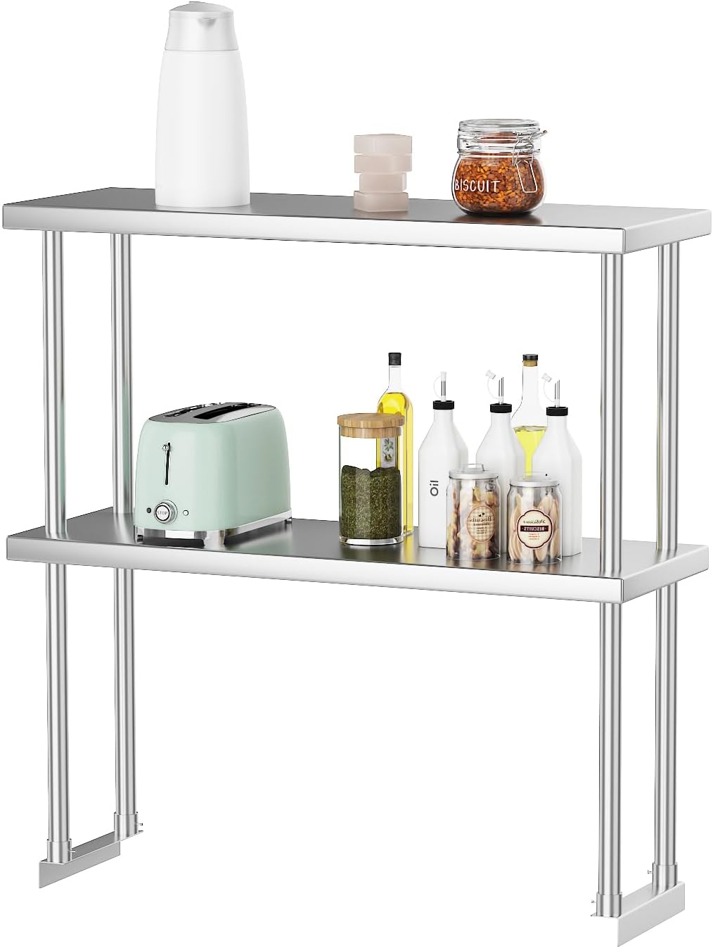 Garvee 12+36 in Double Overshelf/ 2-Tier Stainless Steel Shelf/ Adjustable/ NSF Certified for Work Tables/ No Wheels/20 Percentage off