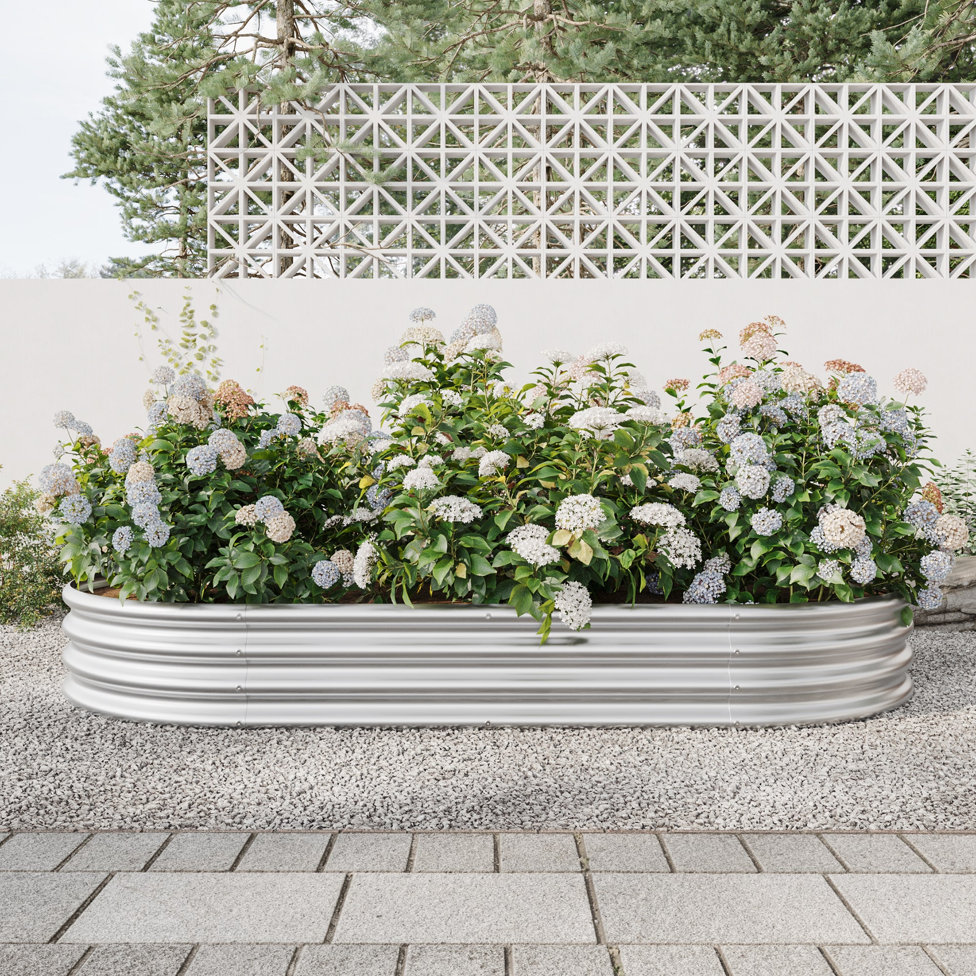 Zeus & Ruta 840GARBED-24 44.68-in W x 88.98-in L x 11.42-in H Silver Metal Raised Garden Bed