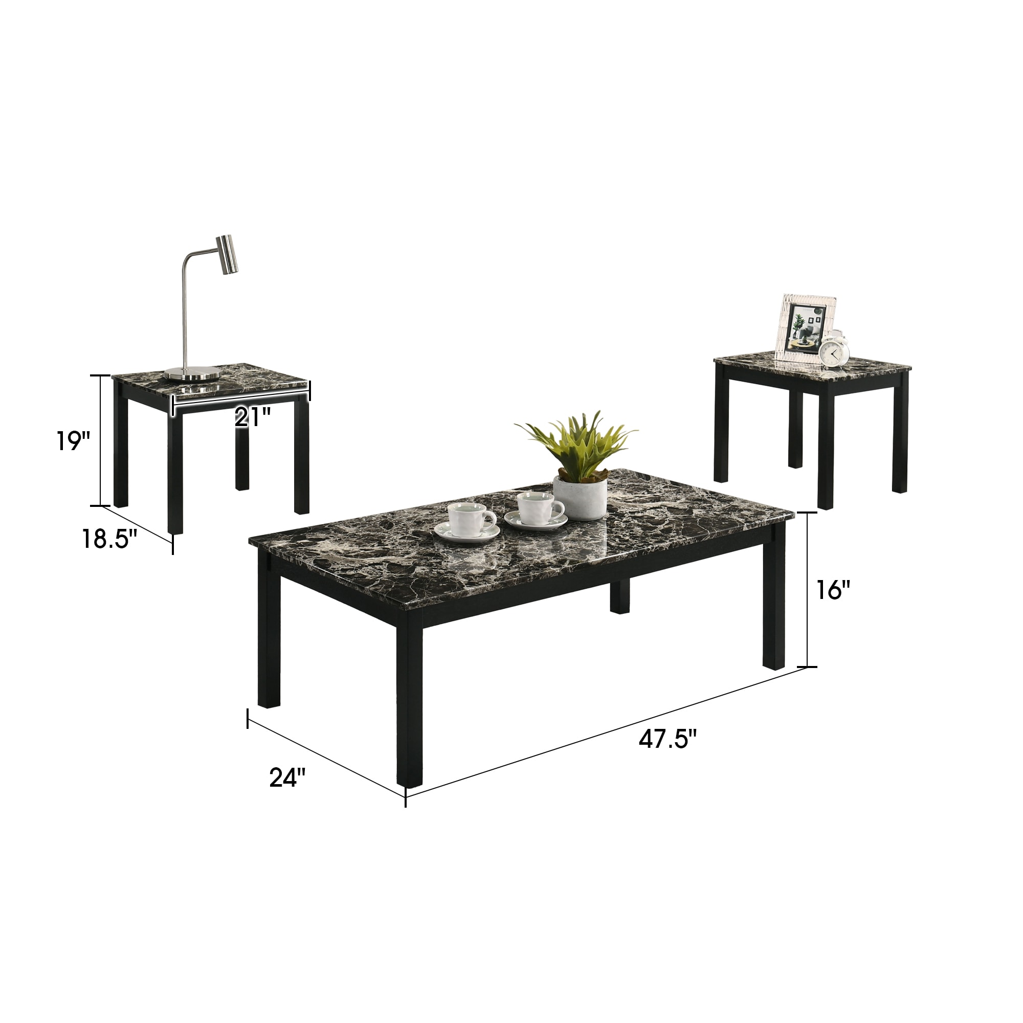 IHOMEadore MDFM42900BW-3PK Accent-Table-Sets - View #3