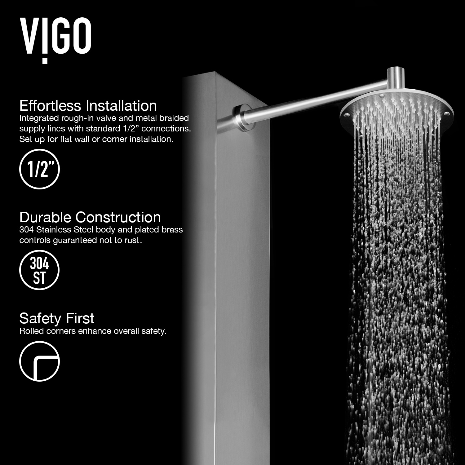 VIGO VG08001 Showerhead-Bar-Panels - View #4