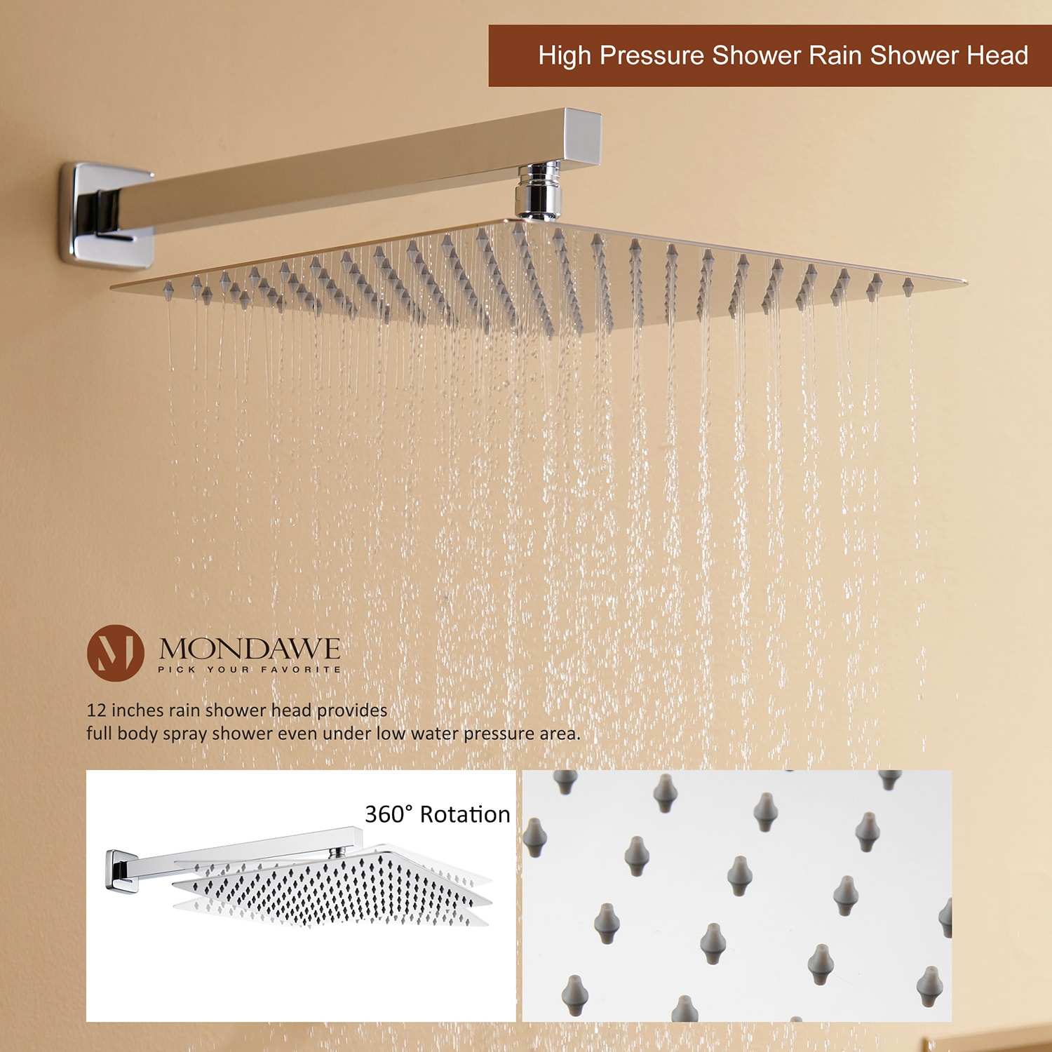Mondawe WF6001-12CH Showerhead-Bar-Panels - View #5