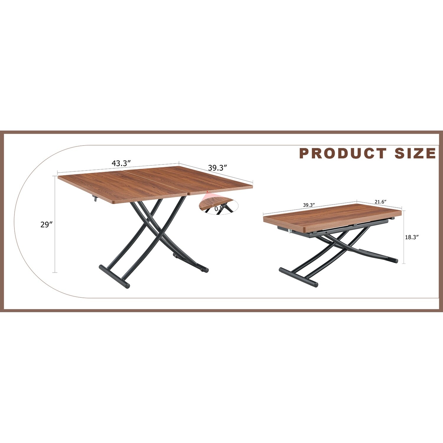 【WAQ】 MULTI IRON TABLE Watnature Multifunctional Lift Table for Living Room Dining or