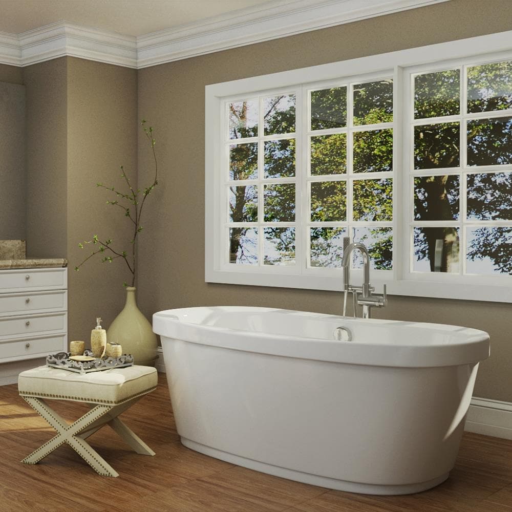 Jacuzzi PF37W59 Inizio 35.625-Inches x 65.5-Inches White Acrylic Oval Freestanding Soaking bathtub ( Center Drain )