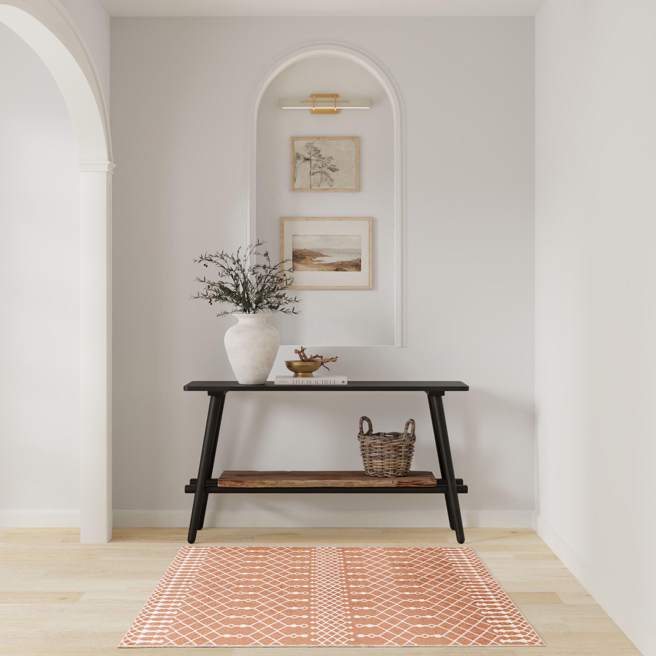 Nourison Home 099446988614 Astra Machine Washable 3 x 5 (ft) Loomed Polyester Copper Rectangular Indoor Geometric Machine washable Area rug